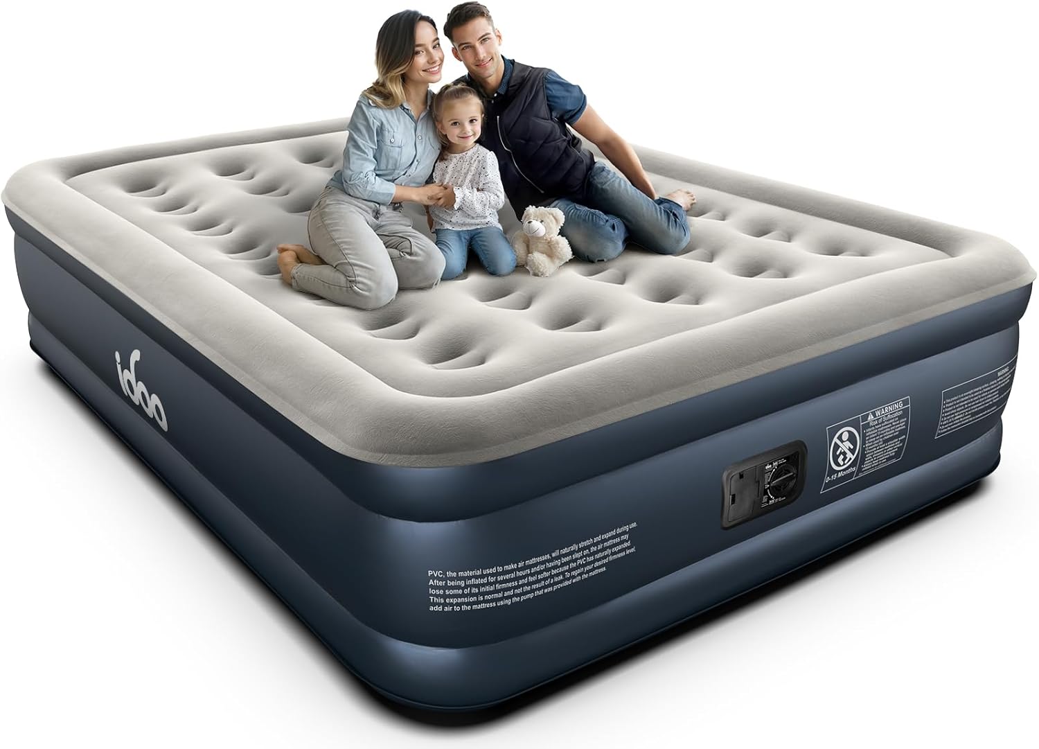 iDOO Queen Air Mattress with Built in Pump, 18 Raised Comfort Blow up Mattress, Upgraded Four Chamber Airbed, Inflatable Mattress for Guests and Home, colchon inflable, Air Bed, 650 lbs Max - Image 2