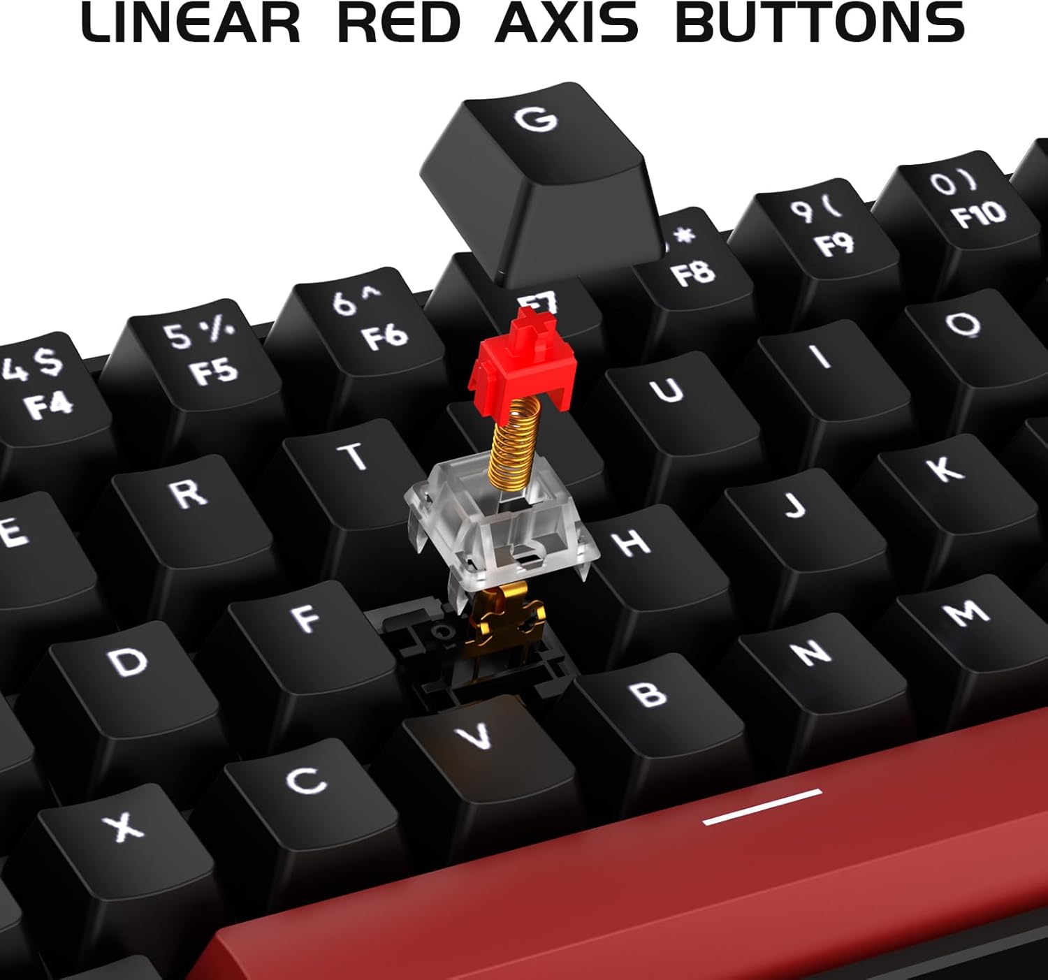 FFJ Portable 60% Mechanical Gaming Keyboard, Anti-ghostin, White LED Backlight, Compact 68 Keys Mini Wired Keyboard with Linear Red Switch for Windows Laptop PC Mac Gamer - Black - Image 4