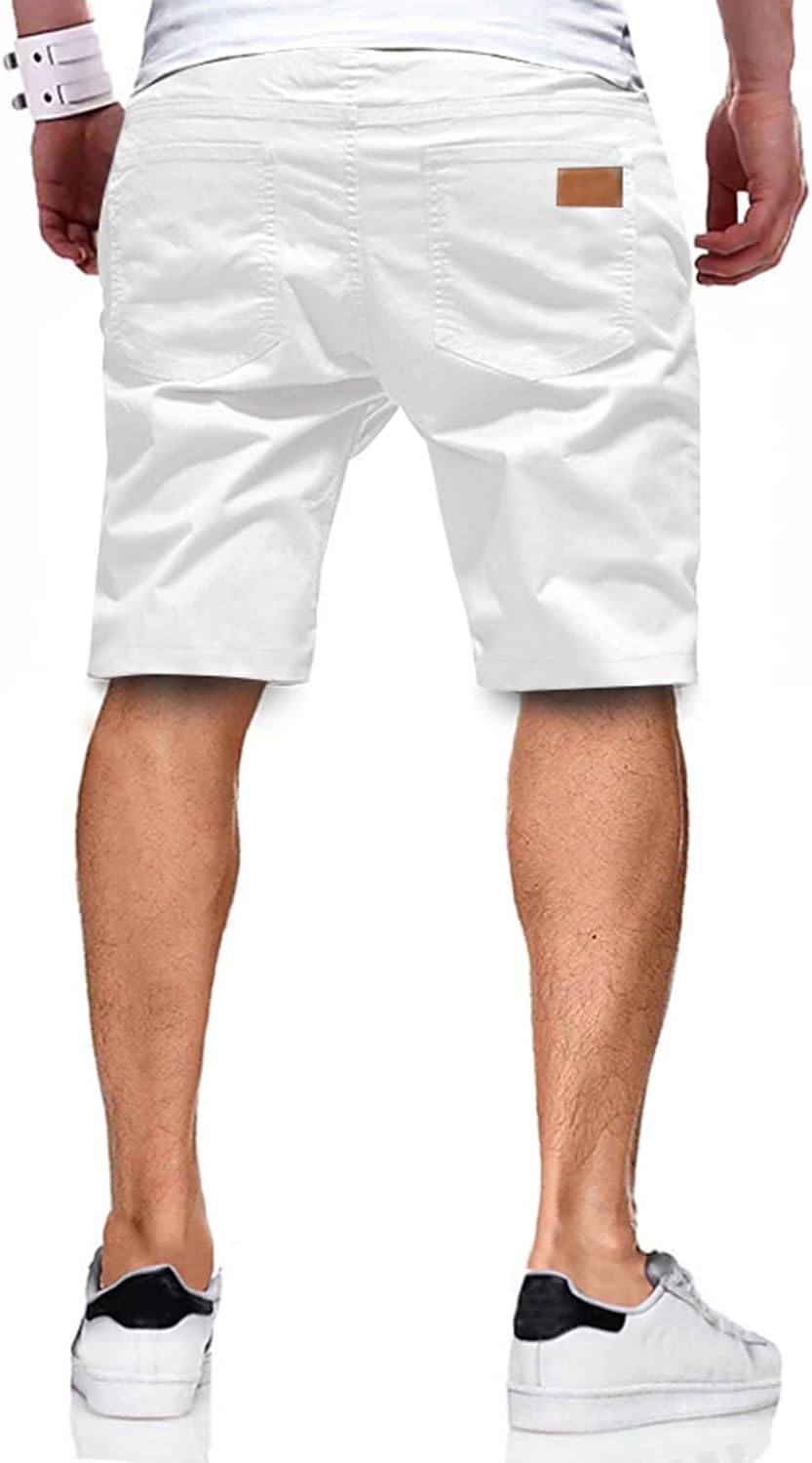 JMIERR Mens Casual Shorts - Cotton Drawstring Summer Beach Stretch Twill Chino Golf Shorts - Image 3