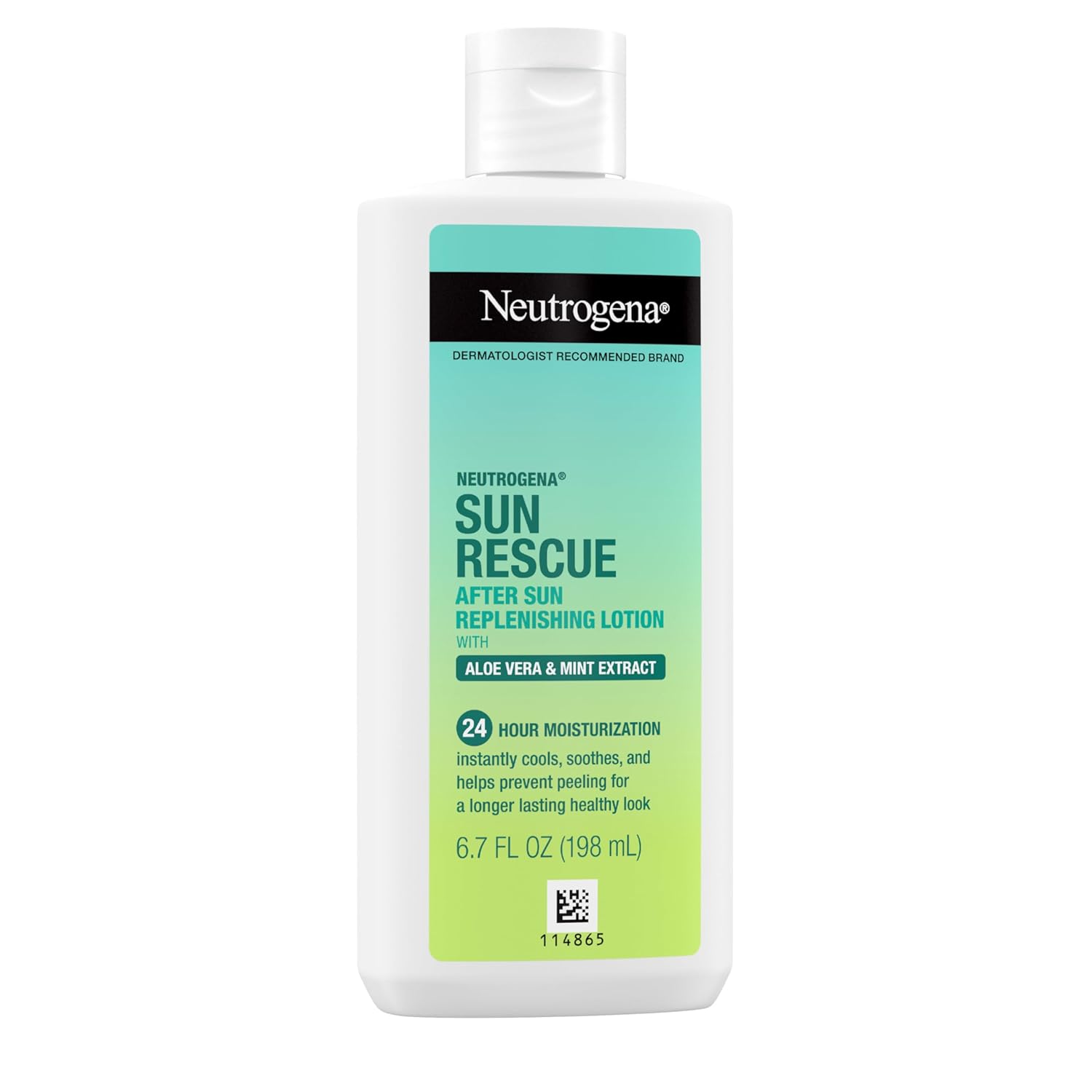 Neutrogena Sun Rescue After Sun Replenishing Lotion with Aloe Vera, Mint Extract, & Vitamin E, 24-Hour Moisture for Healthy Glow for Sensitive Skin, Vegan, Non-Comedogenic Lotion, 6.7 oz - Image 8