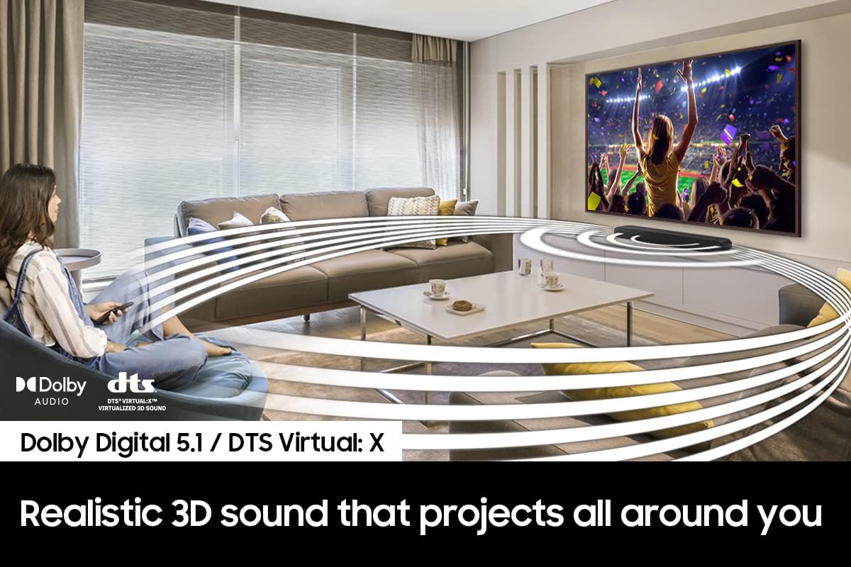 SAMSUNG HW-S50B/ZA 3.0ch All-in-One Soundbar w/Dolby 5.1, DTS Virtual:X, Q Symphony, Built in Center Speaker, Adaptive Sound Lite, Bluetooth Multi Connection, 2022 Black - Image 6