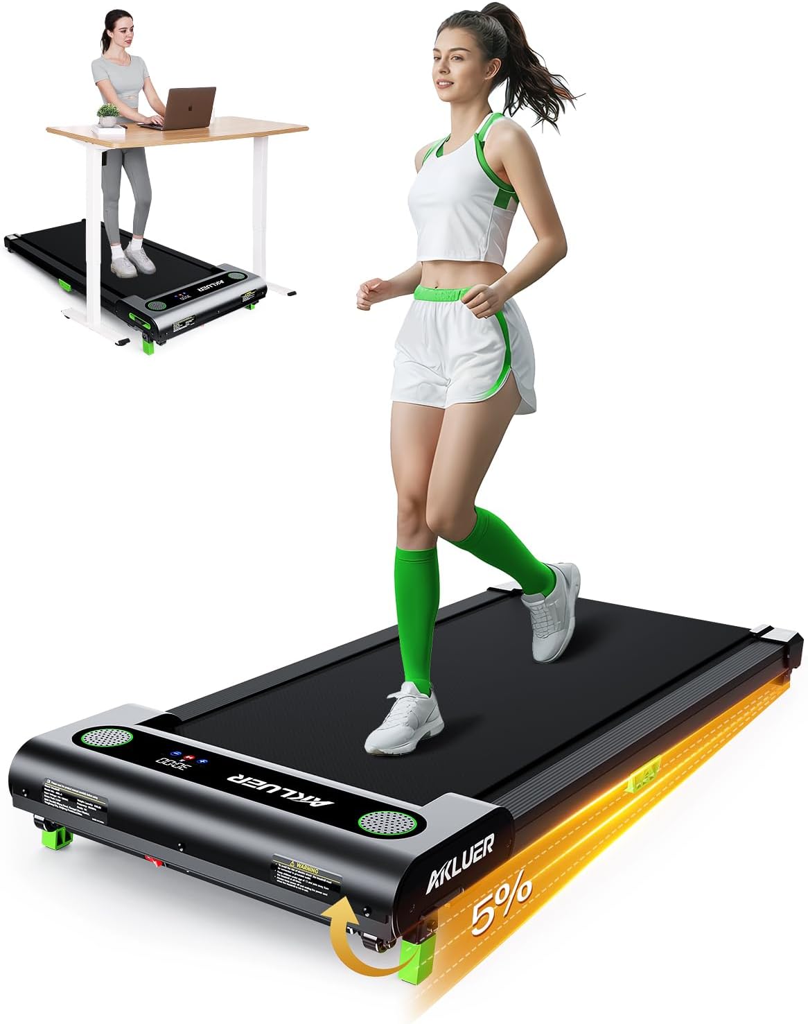 Walking Pad with Incline, Akluer Incline Treadmills for Home, 2.5 HP Under Desk Treadmill Small with Remote Control, Walking Pad Small Treadmill with LED Display - Image 2
