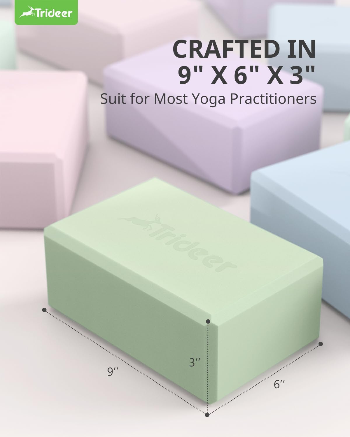 Trideer Yoga Block, Soft Non-Slip Surface Premium Foam Blocks, Supportive, Lightweight, Odor Resistant, Yoga Accessories for Pilates Meditation General Fitness Stretching Toning - Image 9