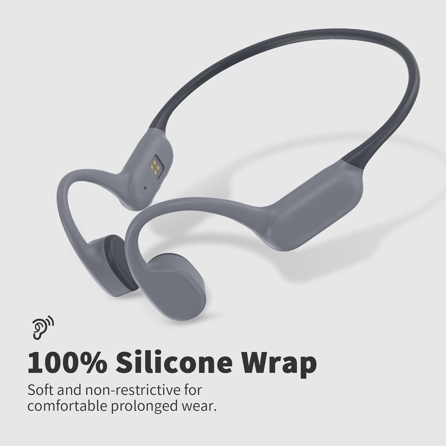 Bone Conduction Headphones, Open Ear Headphones Bluetooth 5.4 Wireless Headsets with Mic,IPX7 Waterproof Sport Headphones for Running, Cycling, Workout(Gray) - Image 5