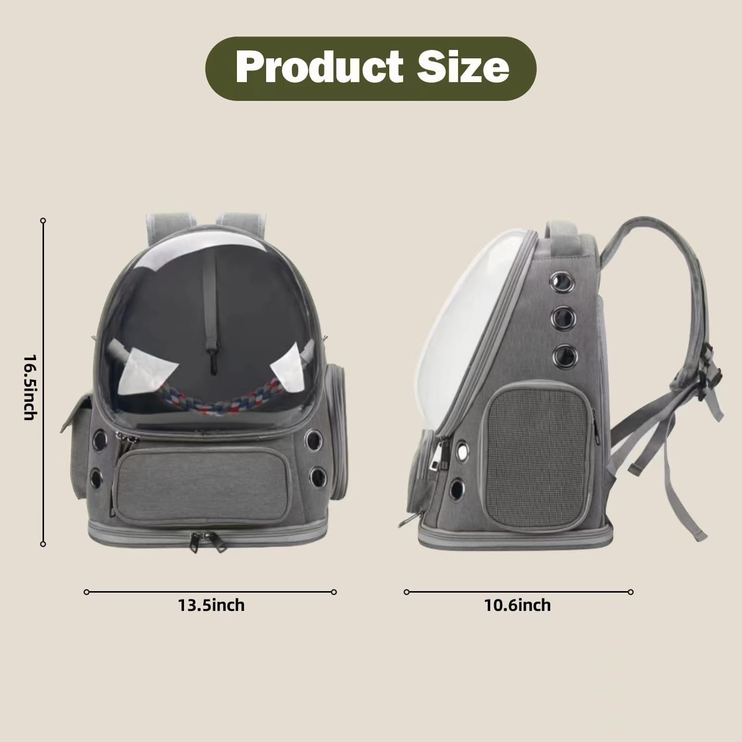 Bird Stand Travel Cage with Stand with Standing Perch and Stainless Steel Tray, Breathable Transparent Window for Small Birds, Green Cheeks, Cockatiels, Parrots, for Camping and Hiking - Grey - Image 4