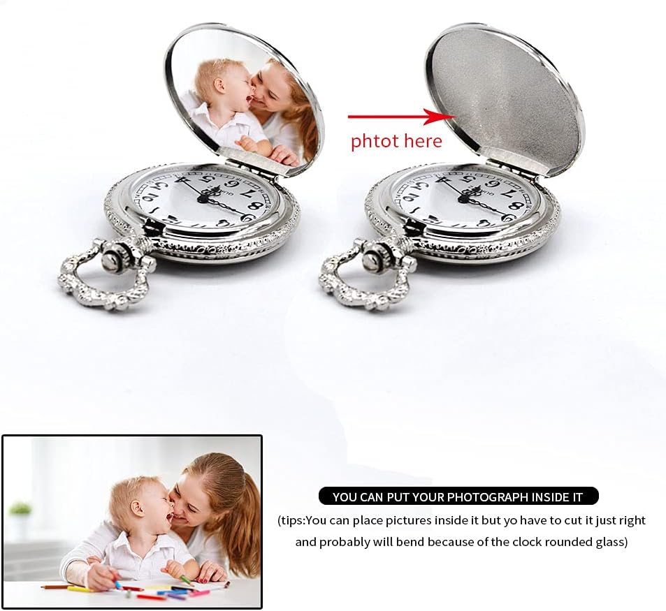 BOSHIYA Retro Flower Openwork Cover Quartz Pocket Watch with Chain Half Hunter Pocket Watches for Women with Box, for Mother's Day - Image 8