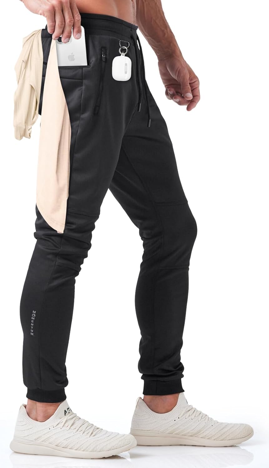 Born Tough Slim-Fit Mens Workout Joggers Pants, Tapered Bodybuilding Gym Joggers, Athletic Running Sweatpants Zipper Pockets - Image 2