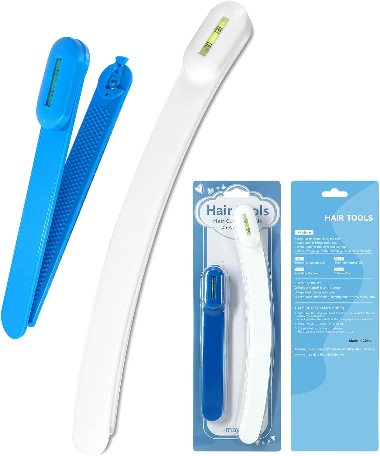 Professional Hair Styling Tools: DIY Layering and Trimming Kit with Clips, Guide for Bangs, Layers, Split Ends - Blue - Image 7