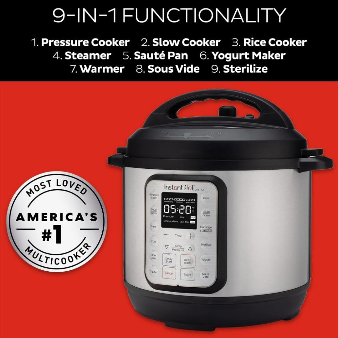 Instant Pot Duo Plus 9-in-1 Electric Pressure Cooker, Slow Cooker, Rice Cooker, Steamer, Sauté, Yogurt Maker, Warmer & Sterilizer, Includes App With Over 800 Recipes, Stainless Steel, 6 Quart - Image 4