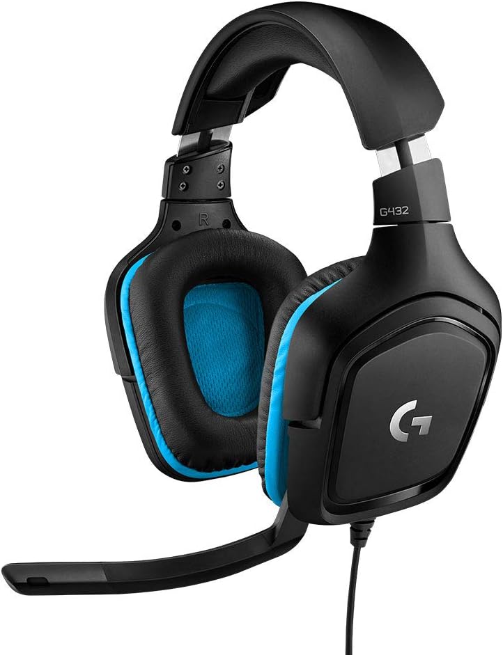 Logitech G432 Wired Gaming Headset, 7.1 Surround Sound, DTS Headphone:X 2.0, Flip-to-Mute Mic, PC (Leatherette) Black/Blue - Image 2