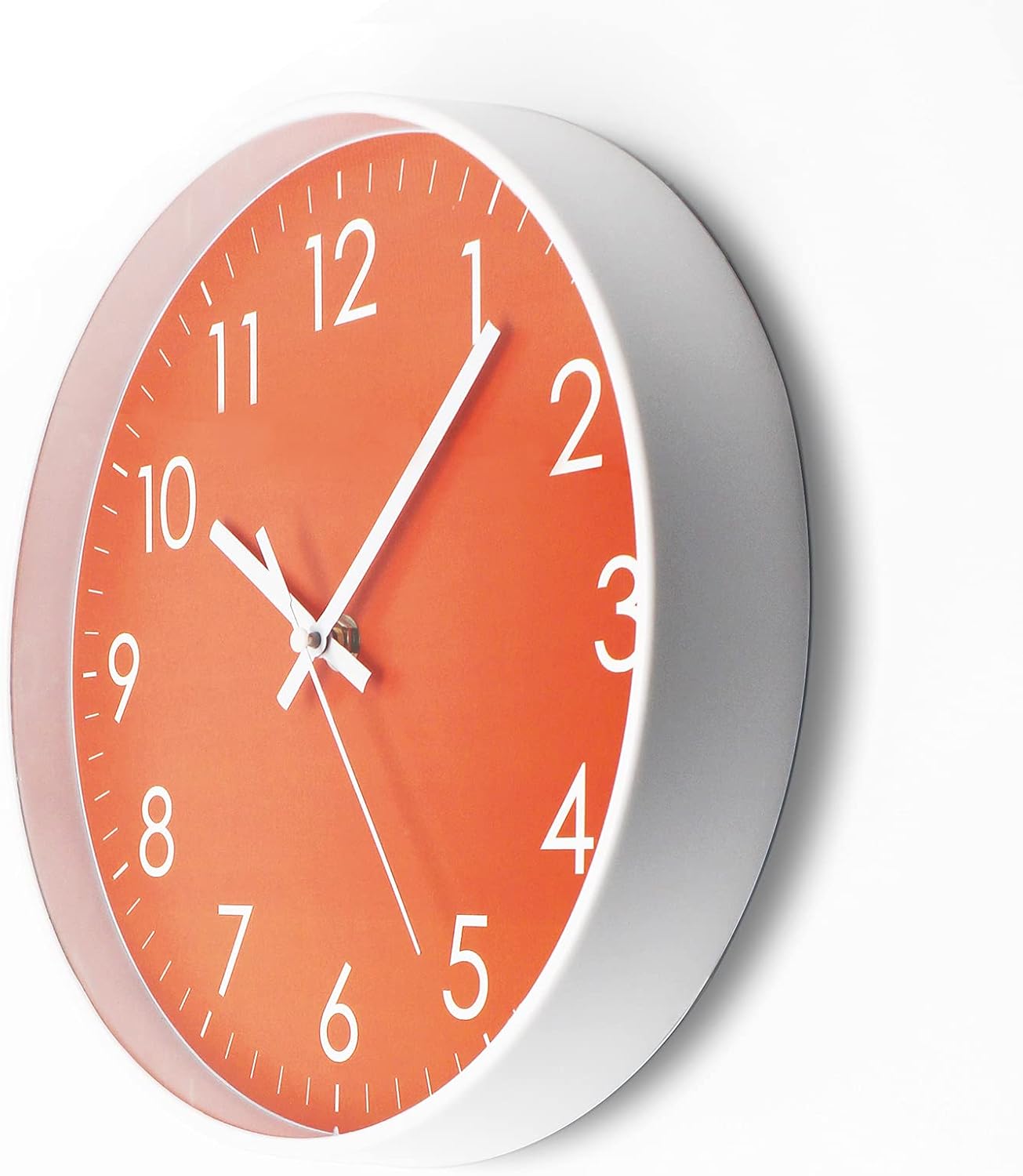 Modern Wall Clock Battery Operated 10 inch Silent Non Ticking Clock for Wall Kitchen, Bedroom, Bathroom, Office, Garage, Classroom, Coral Orange - Image 4