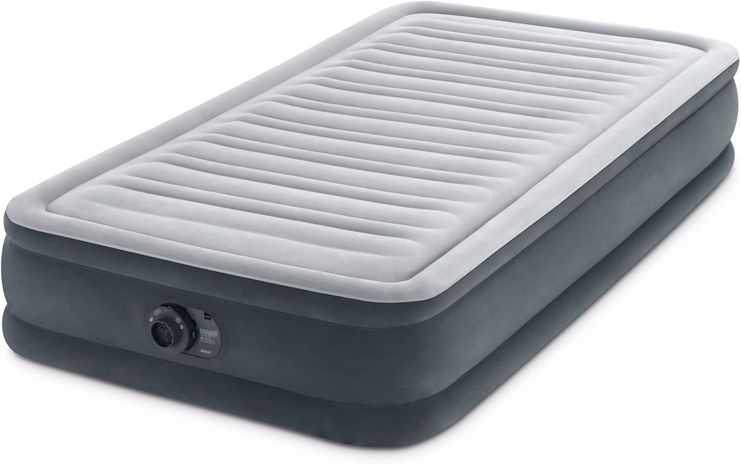 Intex 67765ED Dura-Beam Deluxe Comfort-Plush Mid-Rise Air Mattress: Fiber-Tech – Twin Size – Built-in Electric Pump – 13in Bed Height – 300lb Weight Capacity - Image 2