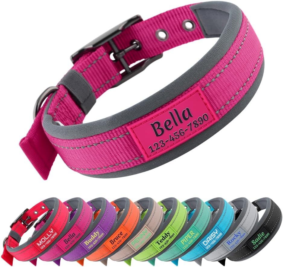 Personalized Dog Collar with Name and Phone Number | Durable Metal Buckle | Ultra Wide Soft Neoprene Padded | Adjustable Reflective Weatherproof Dog Collar for Large Medium and Small Dogs - Image 2