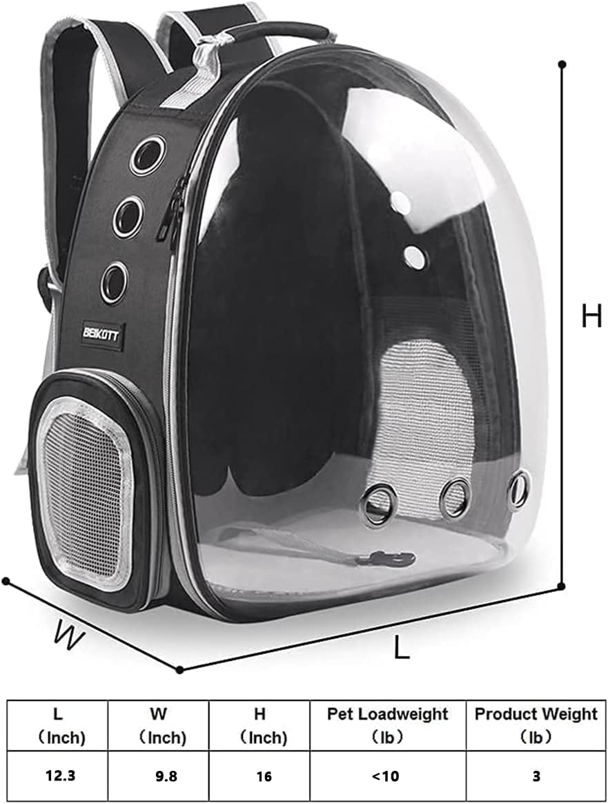 Cat Backpack Carriers, Dog Backpack, Pet Backpack for Small Cats Puppies Dogs Bunny, Airline-Approved Ventilate Transparent Bubble Backpack for Travel and Outdoor(Black) - Image 7