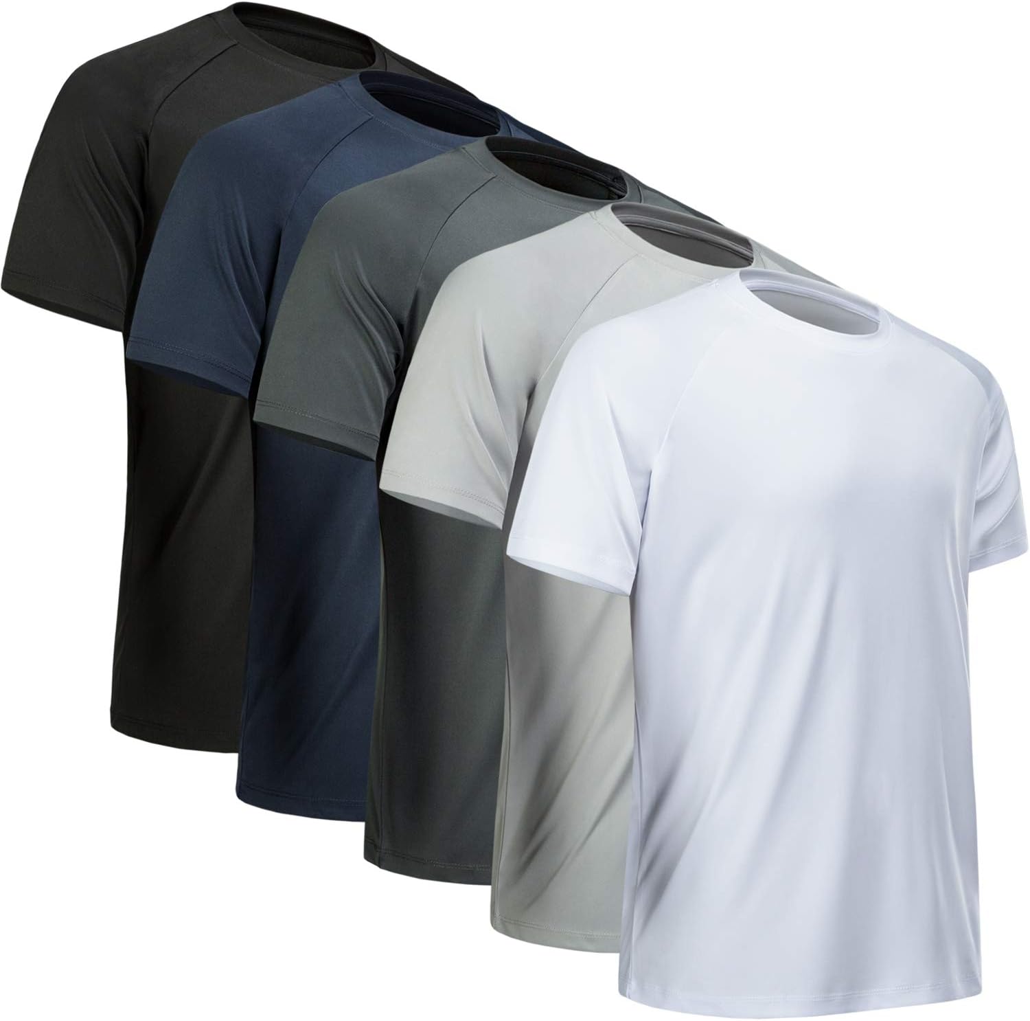 Workout Shirts for Men Short Sleeve Quick Dry Athletic Gym Active T Shirt Moisture Wicking - Image 2