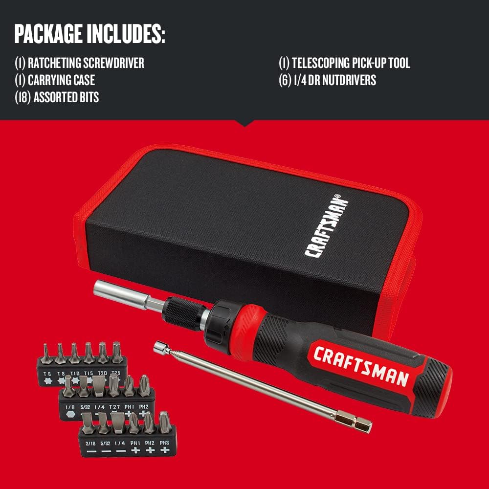 CRAFTSMAN Ratcheting Screwdriver, Multibit Set, 26-Piece (CMHT68001) - Image 4