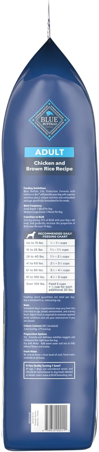 Blue Buffalo Life Protection Formula Adult Dry Dog Food, Helps Build and Maintain Strong Muscles, Made with Natural Ingredients, Chicken & Brown Rice Recipe, 30-lb. Bag - Image 5