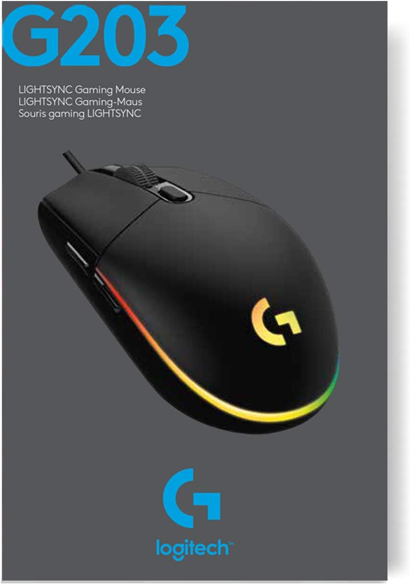 Logitech G203 Wired Gaming Mouse, 8,000 DPI, Rainbow Optical Effect LIGHTSYNC RGB, 6 Programmable Buttons, On-Board Memory, Screen Mapping, PC/Mac Computer and Laptop Compatible - Black - Image 11