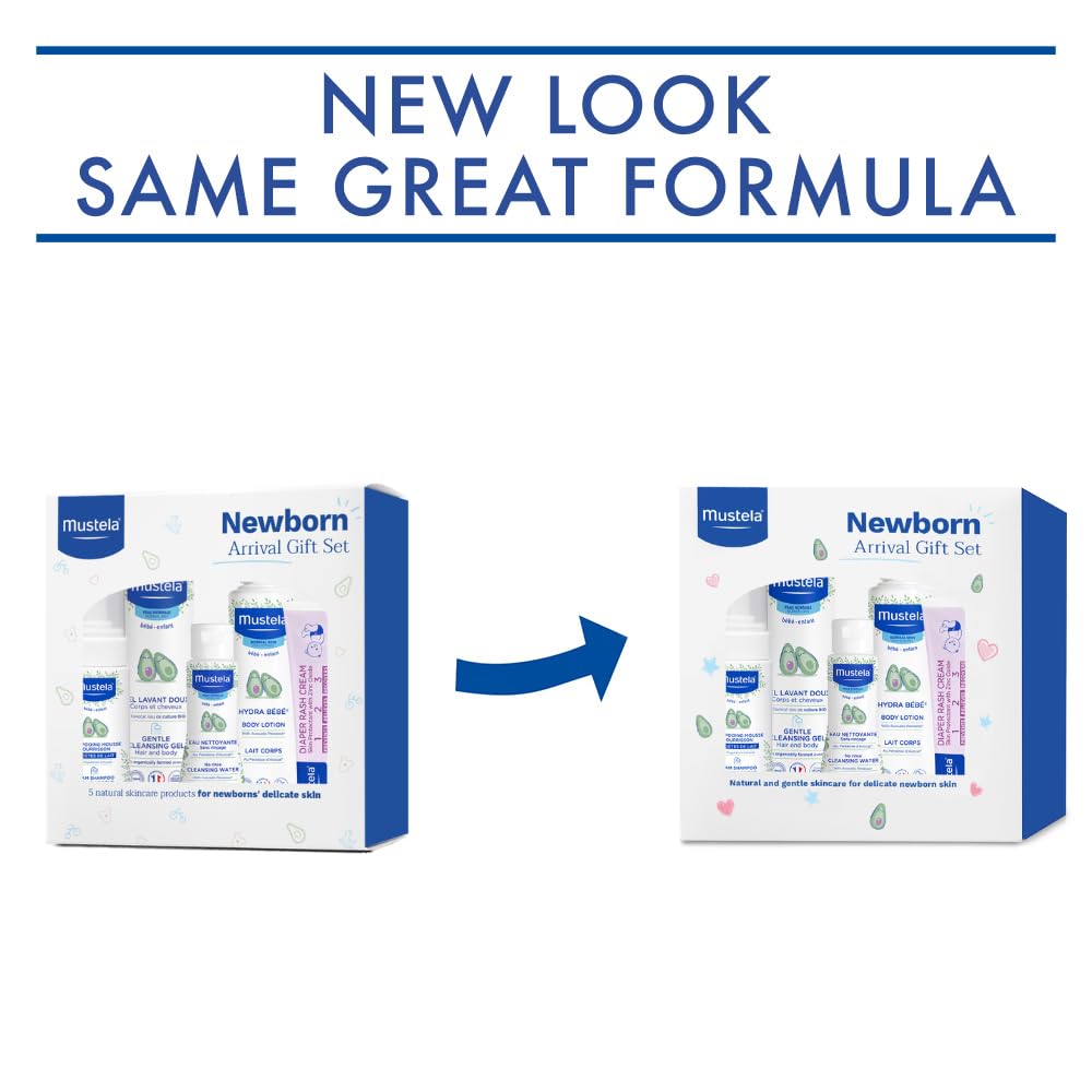 Mustela Newborn Arrival Gift Set - Baby Skincare & Bath Time Essentials - Natural & Plant Based - 5 Items Set - Image 3