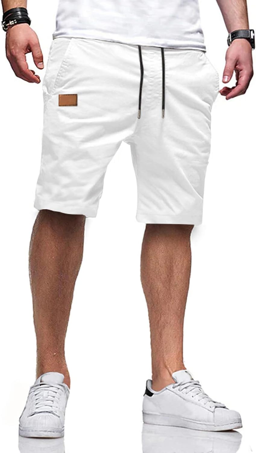 JMIERR Mens Casual Shorts - Cotton Drawstring Summer Beach Stretch Twill Chino Golf Shorts - Image 2