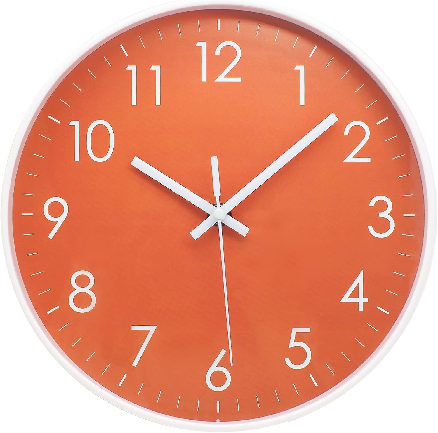 Modern Wall Clock Battery Operated 10 inch Silent Non Ticking Clock for Wall Kitchen, Bedroom, Bathroom, Office, Garage, Classroom, Coral Orange - Image 2