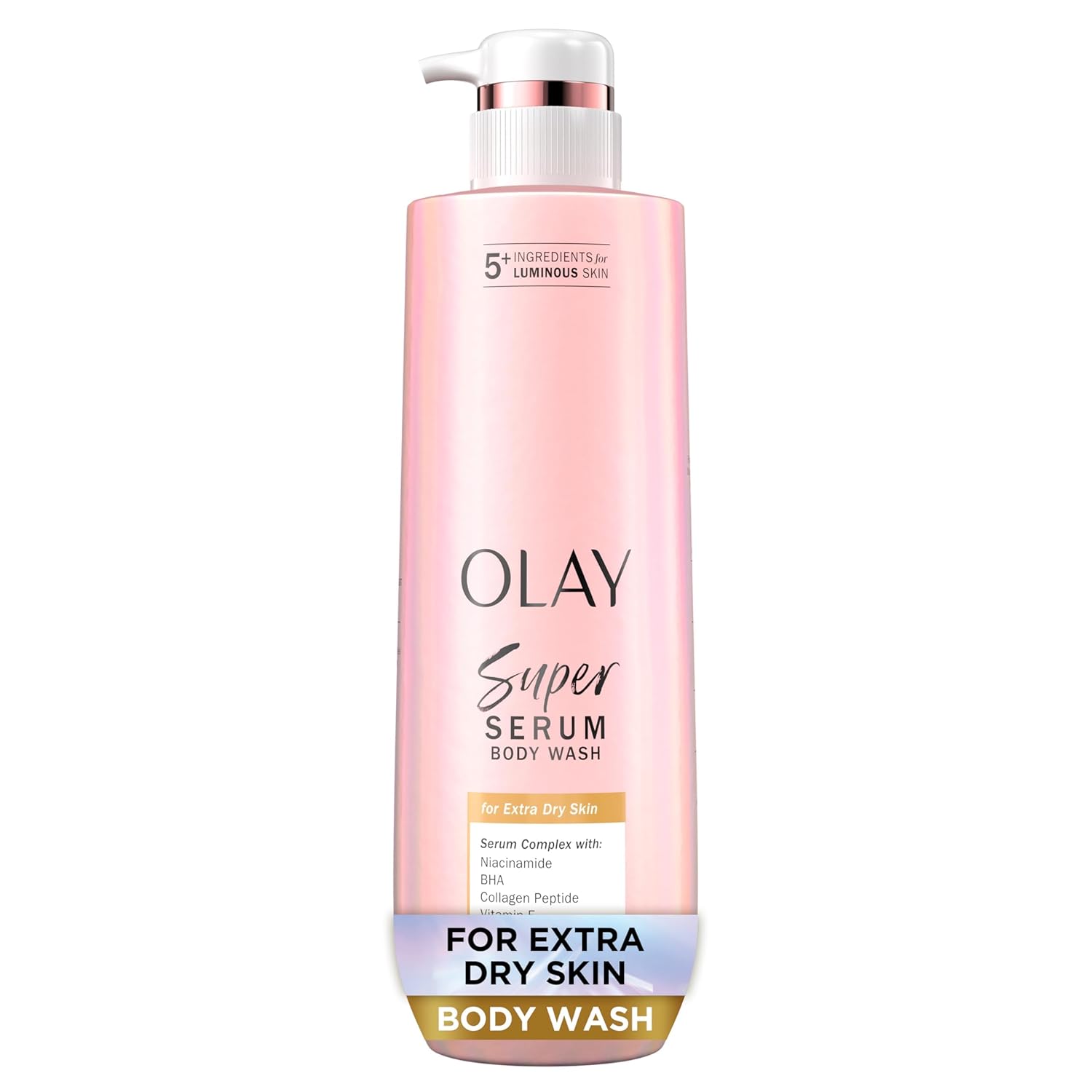 Olay Super Serum Body Wash for Extra Dry Skin, 24hr Long Lasting Hydration, 5+ Ingredient Serum Complex for Bright Even Firm Luminous Skin, 18.5 fl oz - Image 2
