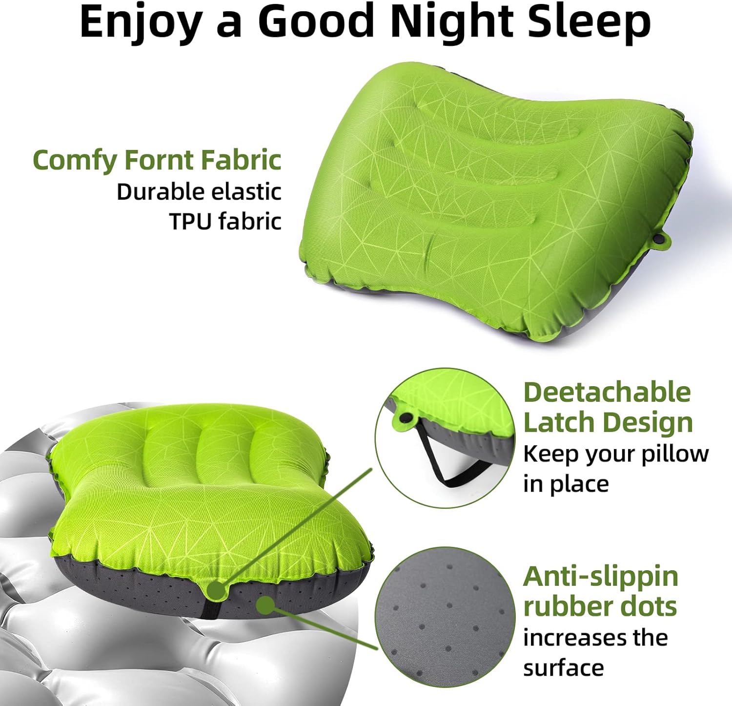 Camping Pillow - Inflatable Pillow - Travel Pillows for Backpacking & Airplane, Lumbar Support 2.0 Blow Up Pillow, Ultralight Compressible, Comfortable, Ergonomic Pillows - Image 5