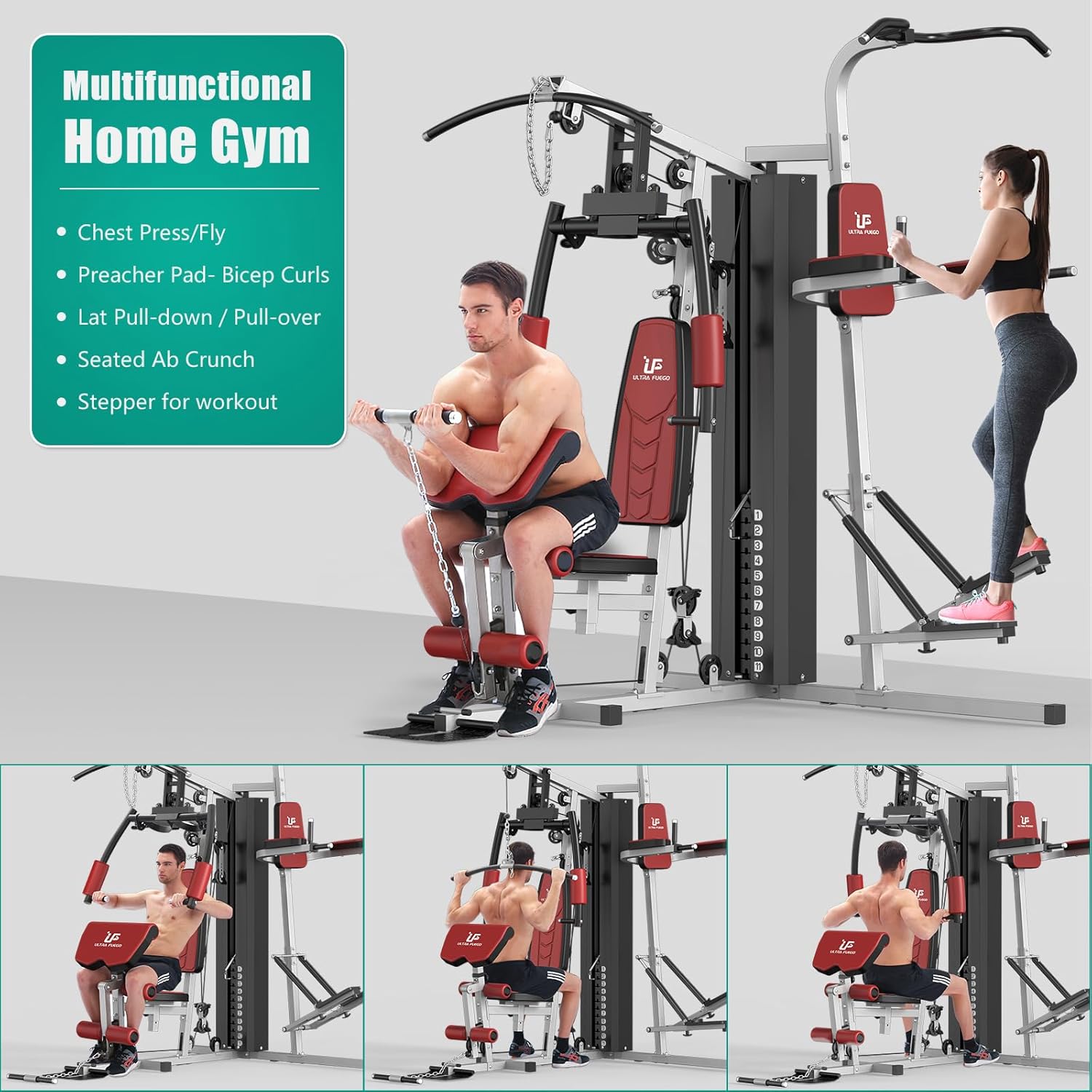 Multifunctional Home Gym Equipment Workout Station with Pulley System, Arm, and Leg Developer for Full Body Training - Image 4