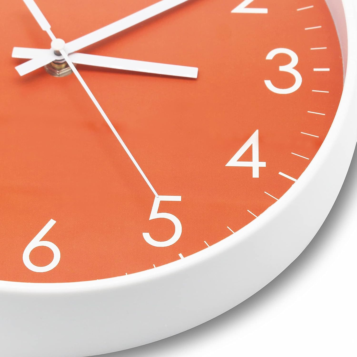 Modern Wall Clock Battery Operated 10 inch Silent Non Ticking Clock for Wall Kitchen, Bedroom, Bathroom, Office, Garage, Classroom, Coral Orange - Image 5