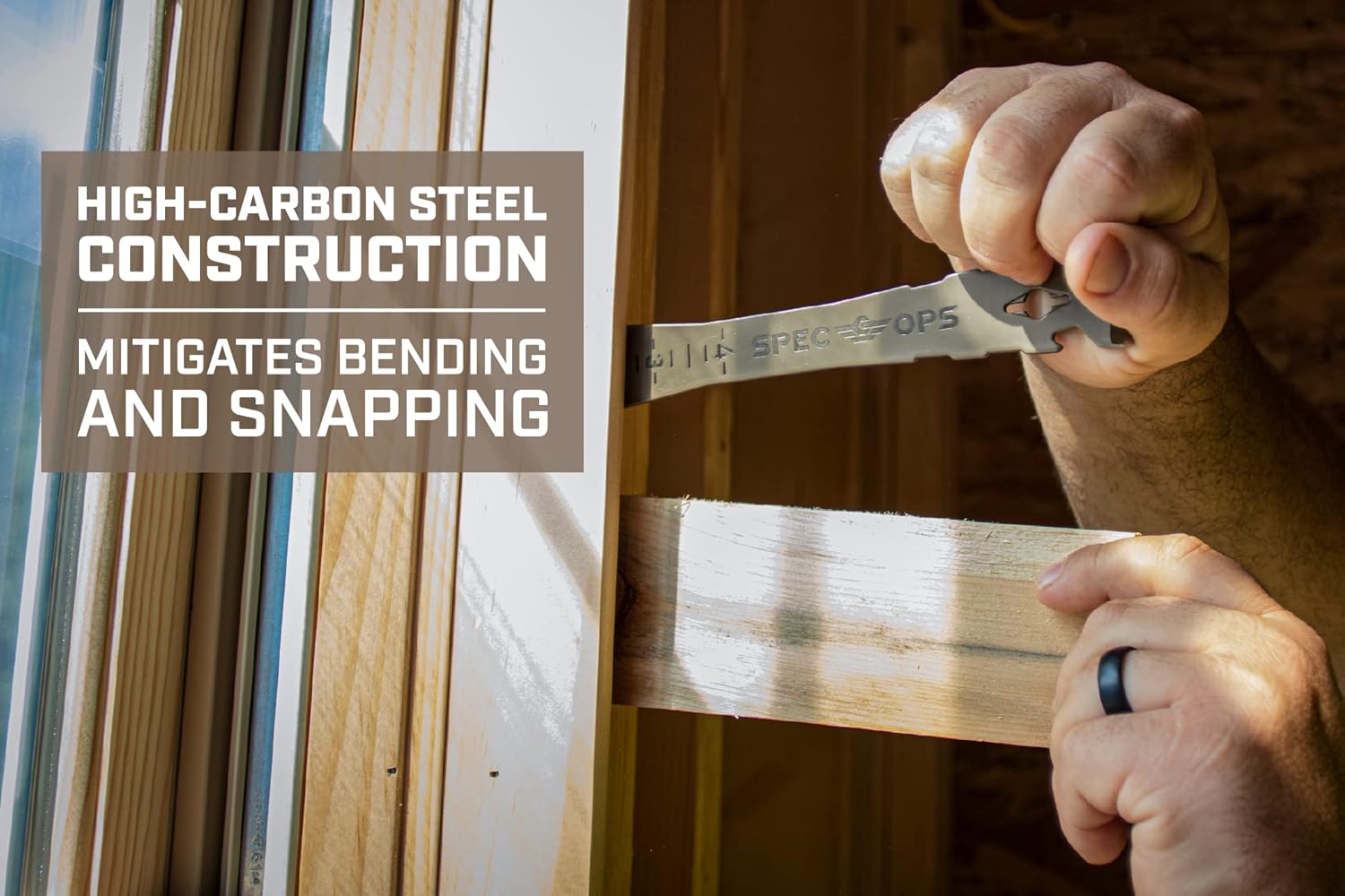 Spec Ops Tools 2-Piece Pry Bar Set, 10" Nail Puller Cats Paw Pry Bar, 9.5" Trim Bar, High-Carbon Steel, 3% Donated to Veterans - Image 4