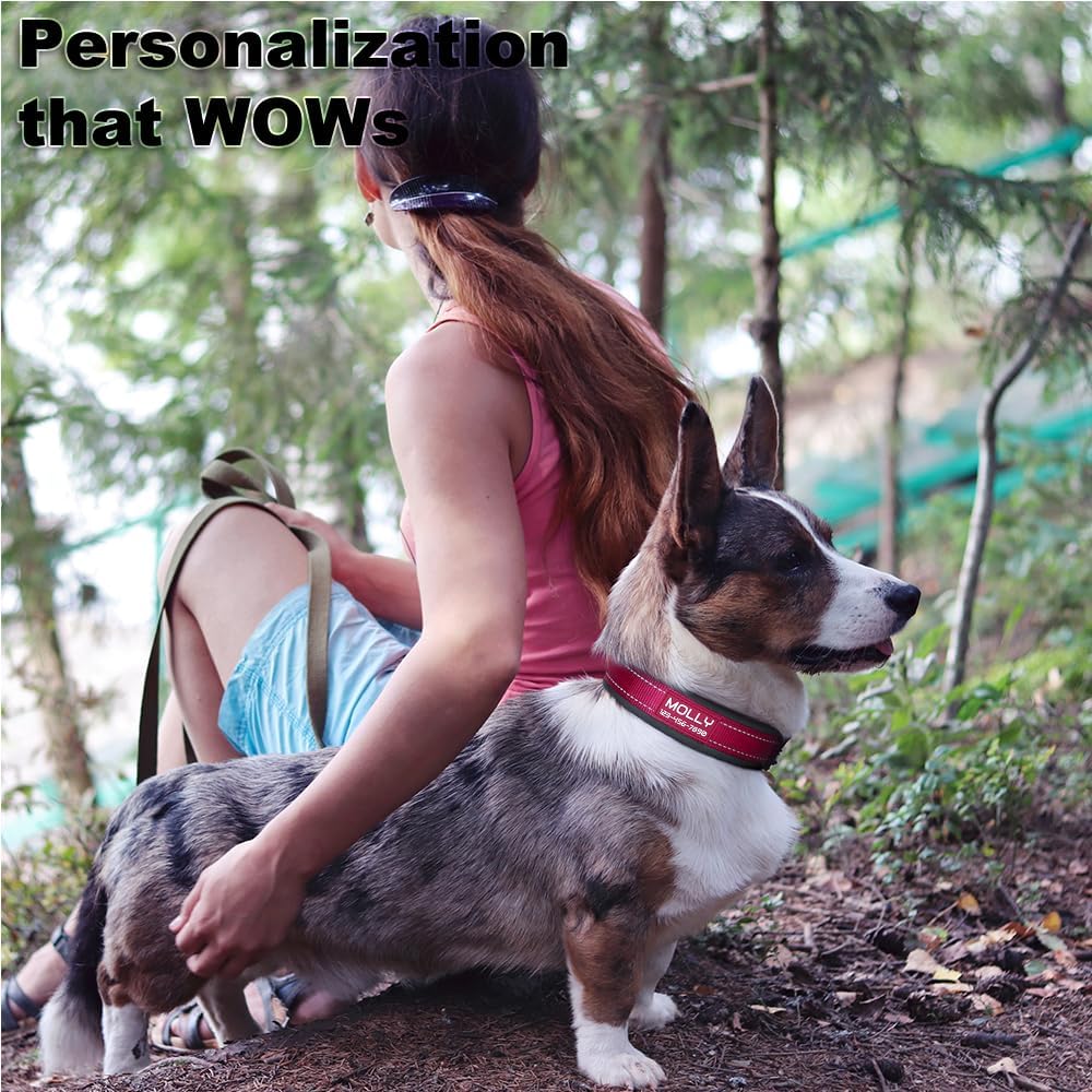 Personalized Dog Collar with Name and Phone Number | Durable Metal Buckle | Ultra Wide Soft Neoprene Padded | Adjustable Reflective Weatherproof Dog Collar for Large Medium and Small Dogs - Image 3