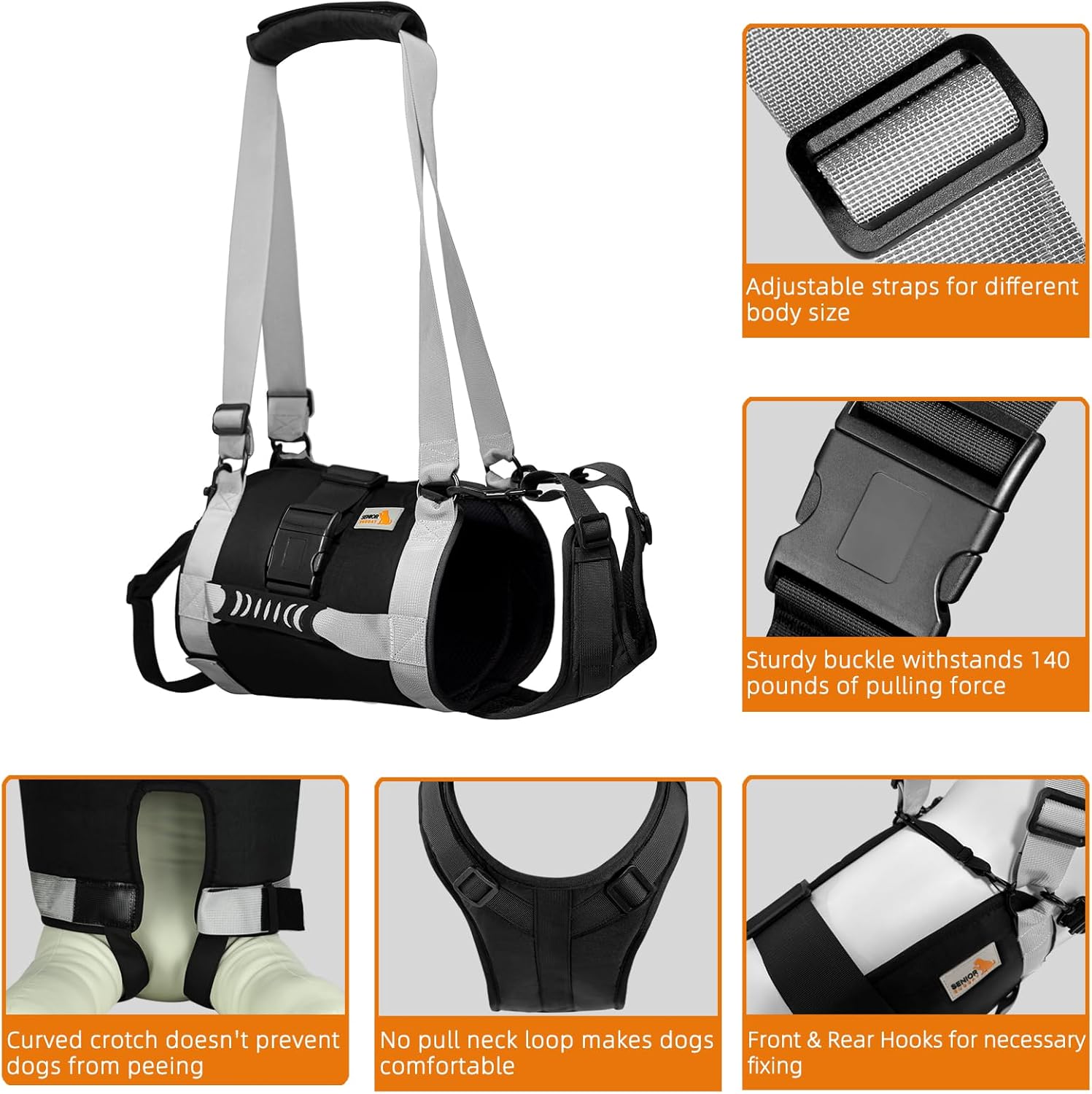 Dog Lift Harness for Large Dogs,Full Body Dog Sling Carrier with Handle,Up to 100 lbs,for Up Stairs/Back Legs Support/Dogs Joint Injuries/Arthritis - Image 5