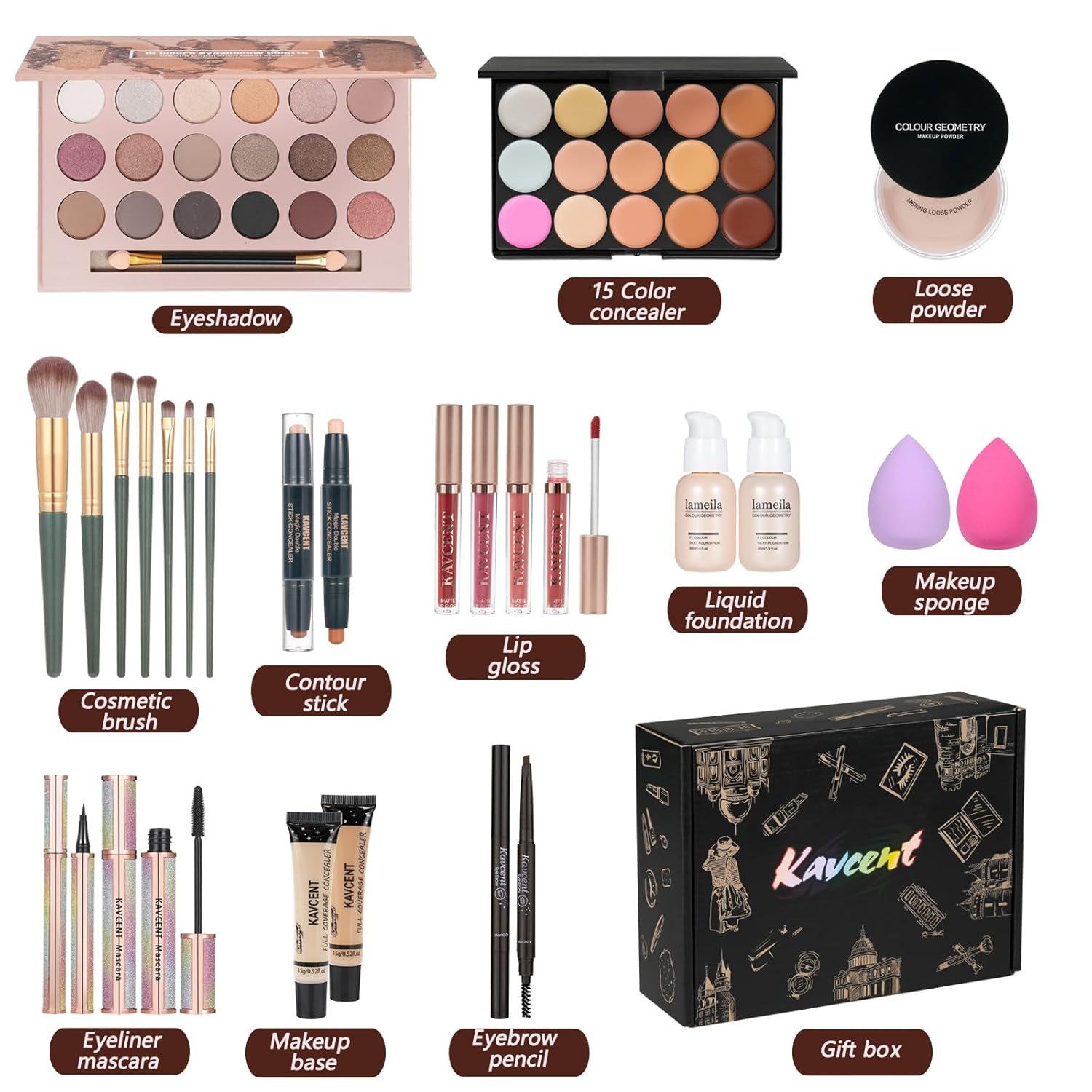 Makeup Kit Makeup Sets for Teens Makeup kits for Women Teenagers Make up Eyeshadow Palette Foundation Concealer Lipgloss Makeup Kit for Women Full Kit - Image 3