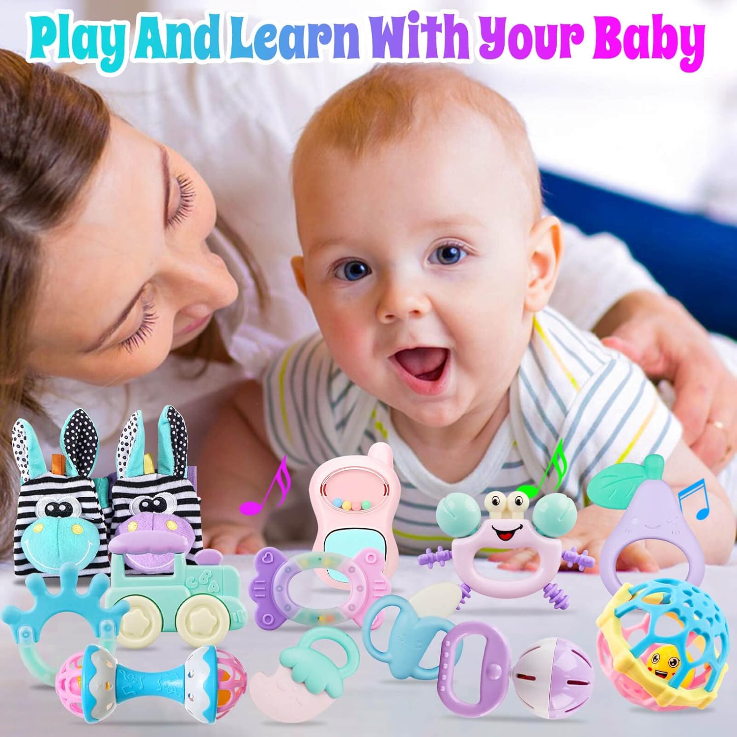 Baby Rattles 0-6 Months: Baby Toys Rattles for Babies 6-12 Months Infant Toys 0-3 Months Newborn Toys Teething Toys 3-6 Months - Baby Rattle Socks Baby Gifts for Boy Girl - Image 8