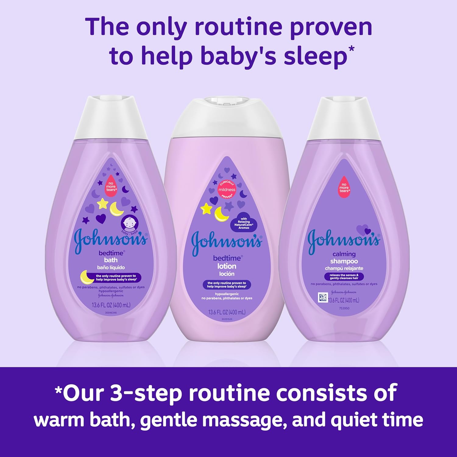 Johnson's Sleepy Time Bedtime Baby Gift Set with Relaxing NaturalCalm Aromas, Bedtime Baby Bath Shampoo, Wash & Lotion Essentials, Hypoallergenic & Paraben-Free, 4 Items - Image 4