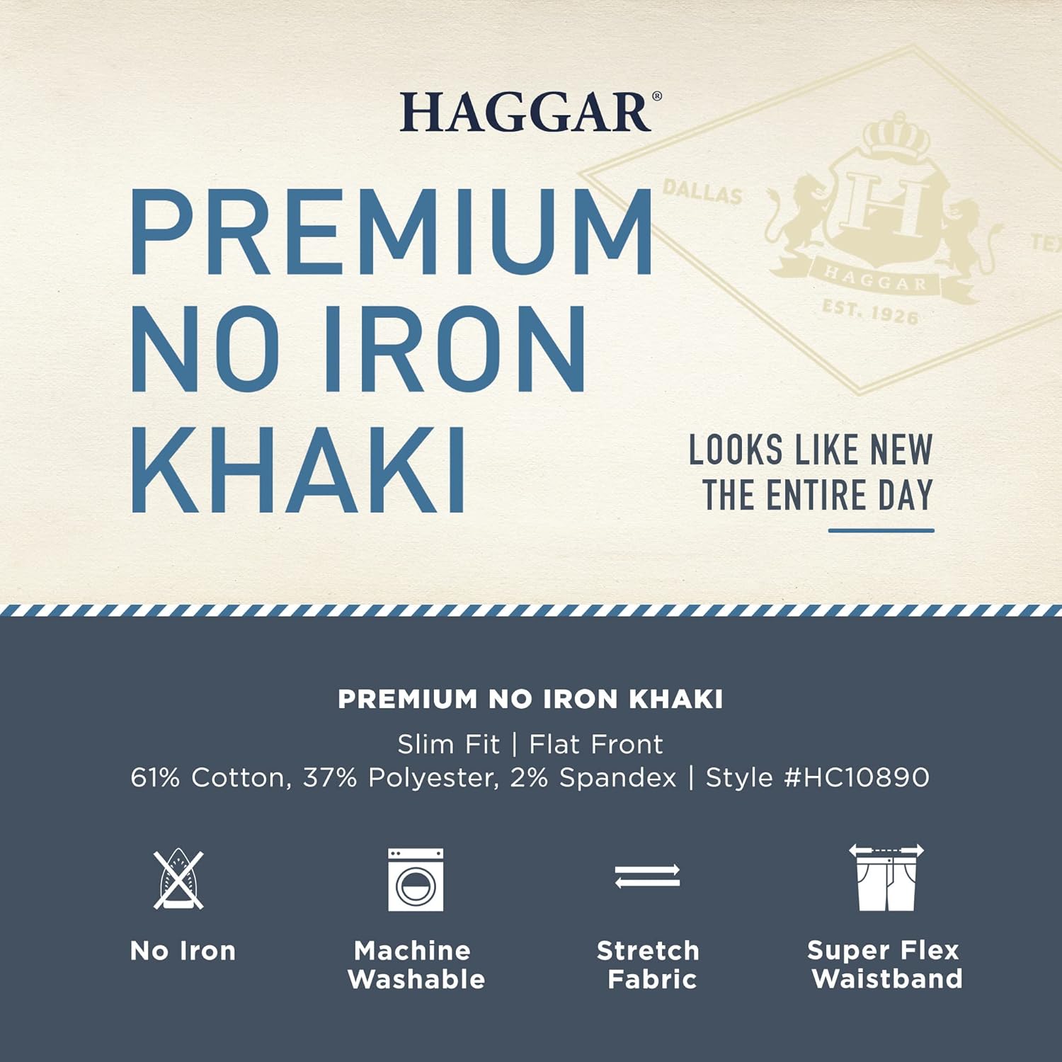 Haggar Men's Premium No Iron Khaki Slim Fit Flat Front Casual Pant - Image 7