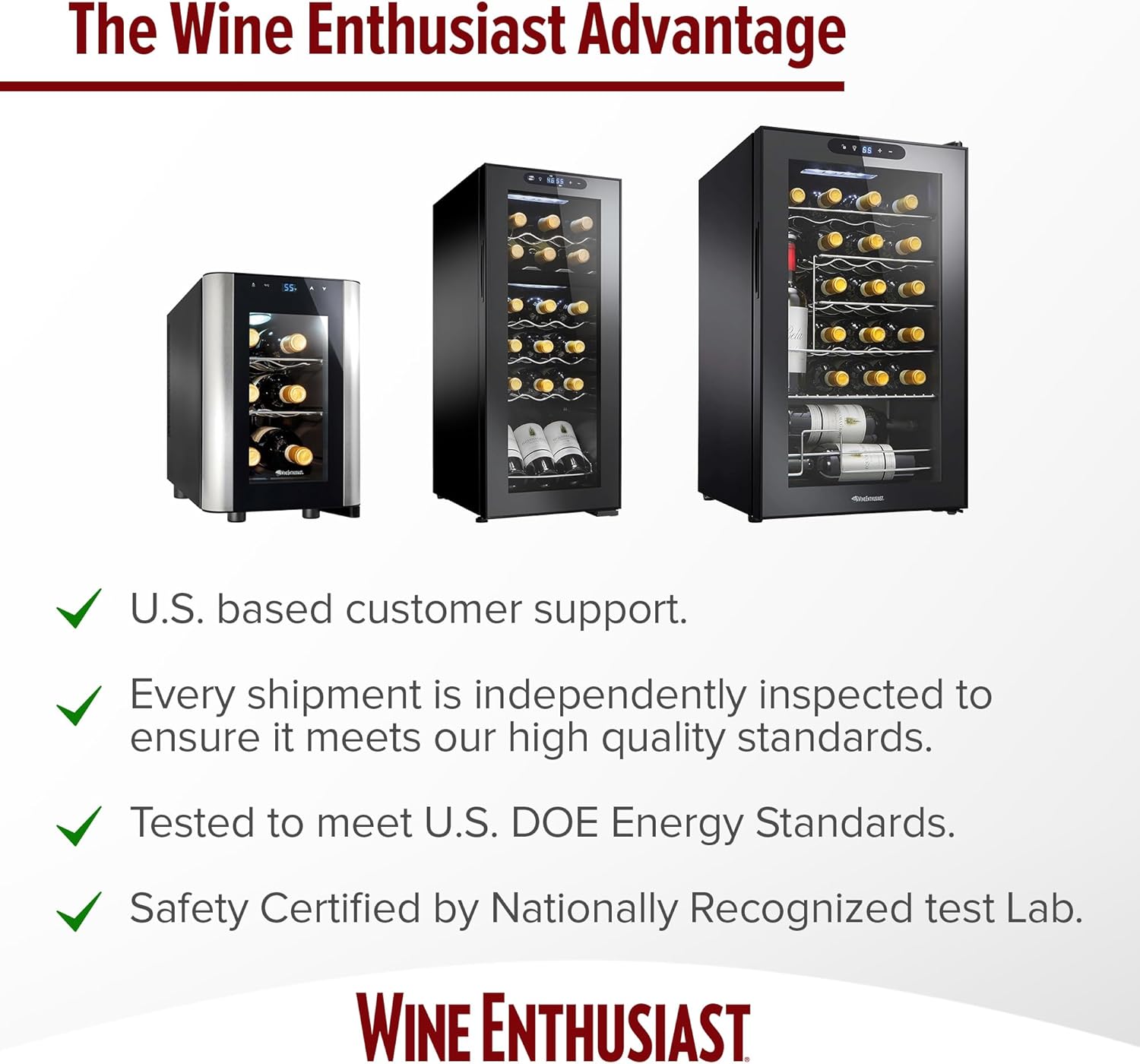 Wine Enthusiast 24-Bottle Compressor Wine Cooler with Upright Bottle Storage - Freestanding Wine Refrigerator with Digital Touchscreen and LED Temperature Display - Image 10