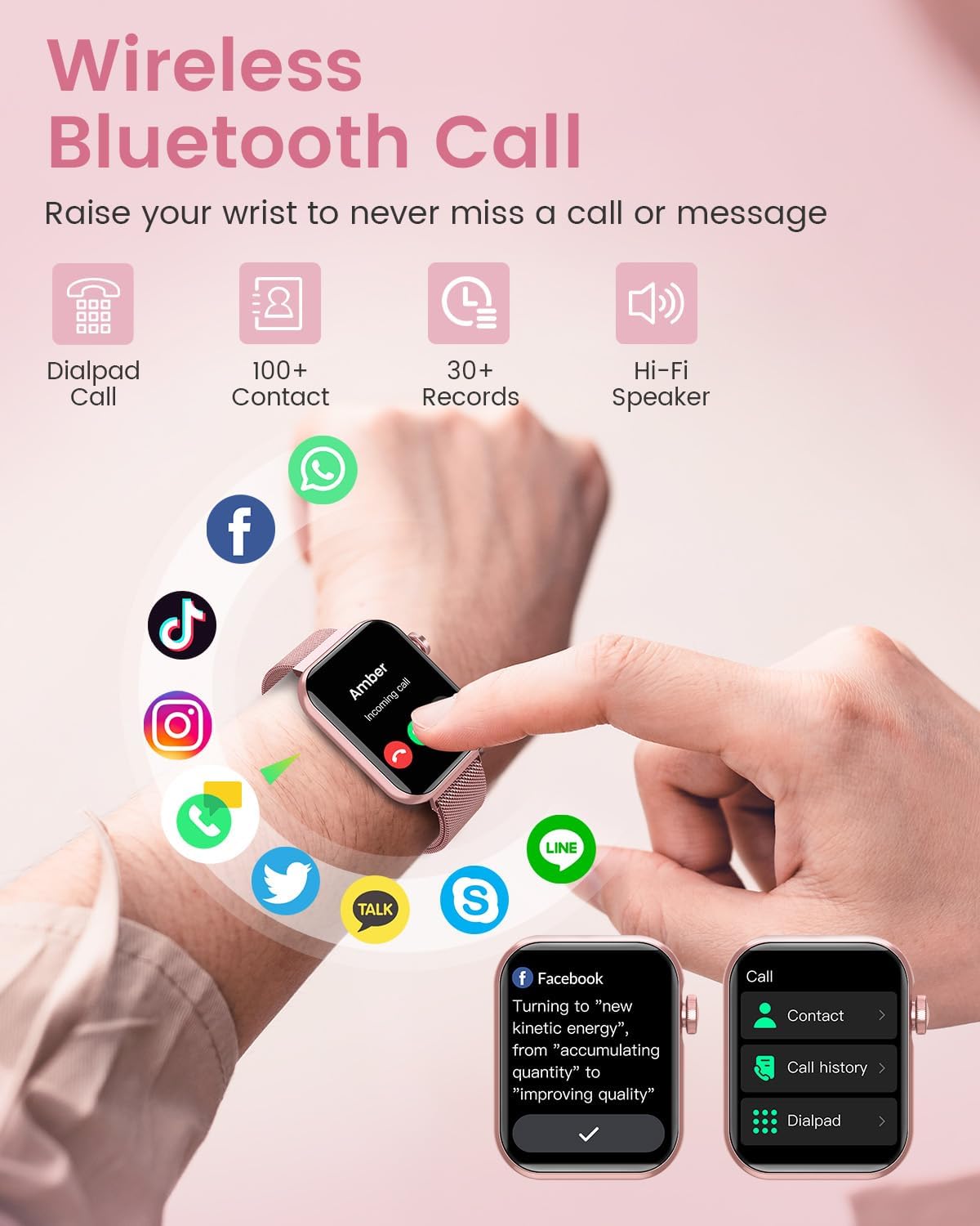 Smart Watches for Women,Fitness Tracker Smartwatch for Android Phones/iPhone Compatible,1.85" Womens Watch with Blood Pressure Monitor,Calls and Messages/Heart Rate/Sleep/Female Cycle(3 Watch Bands) - Image 3