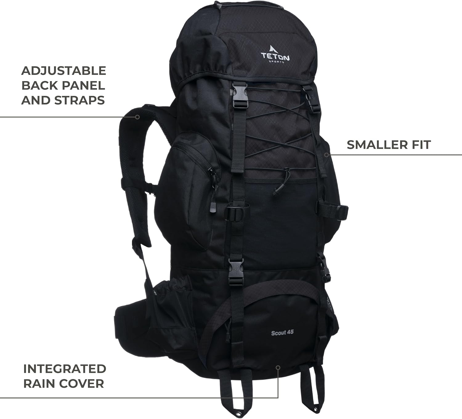 TETON 55L Scout Internal Frame Backpack for Hiking, Camping, Backpacking, Rain Cover Included - Image 3