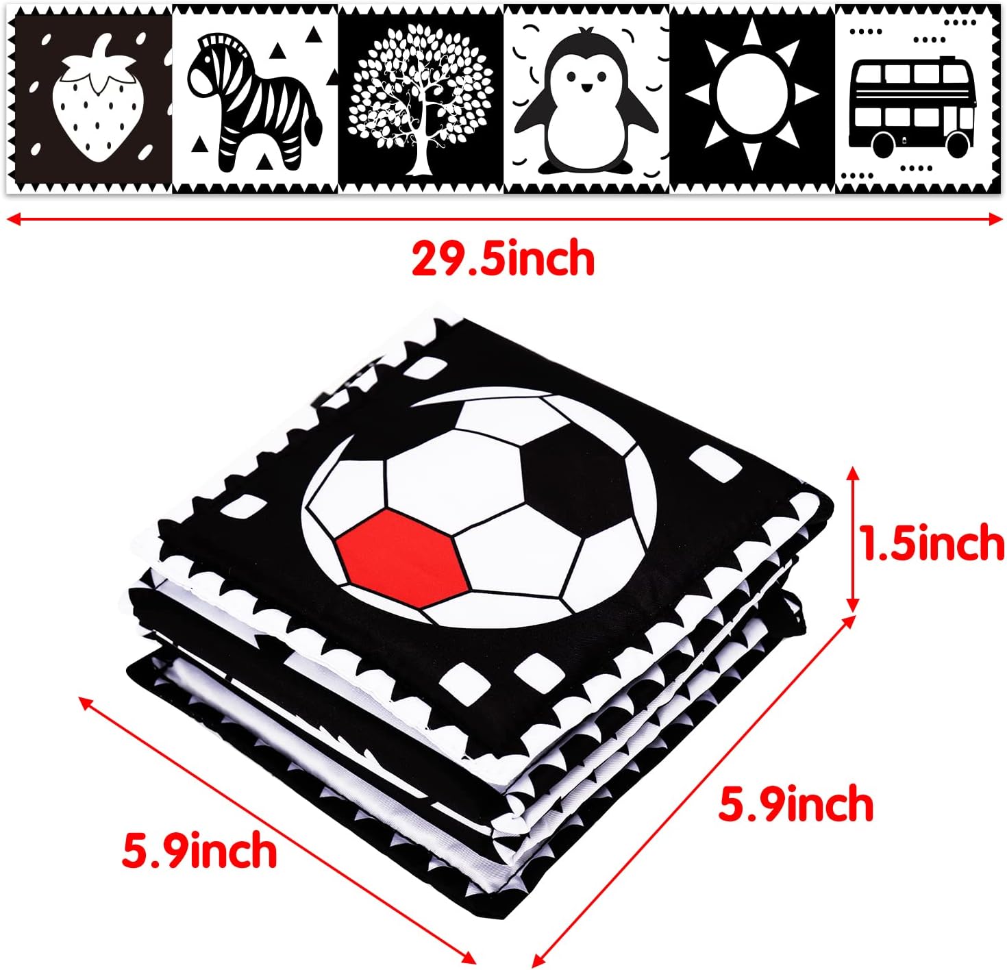 Black and White High Contrast Baby Toys 0-6 6-12 Months Soft Book for Newborn Brain Development Tummy Time Toys Infant Sensory Crinkle Toys 0-3 3-6 Month Montessori Learning Activities for Babies - Image 7