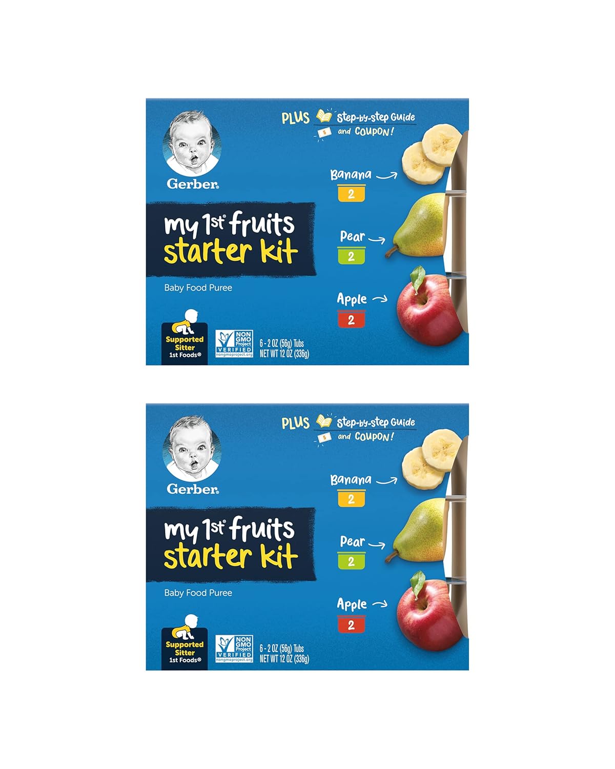 Gerber My 1st Fruits Starter Kit, Banana, Pear & Apple Puree, 2 Ounce Tubs, 2-Pack (Set of 6) - Image 2