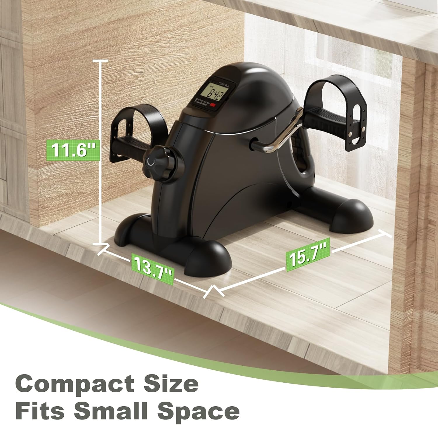 Mini Exercise Bike, Under Desk Bike Pedal Exerciser for Arm/Leg Exercise, Adjustable Resistance with LCD Screen Display for Home/Office Workout - Image 8