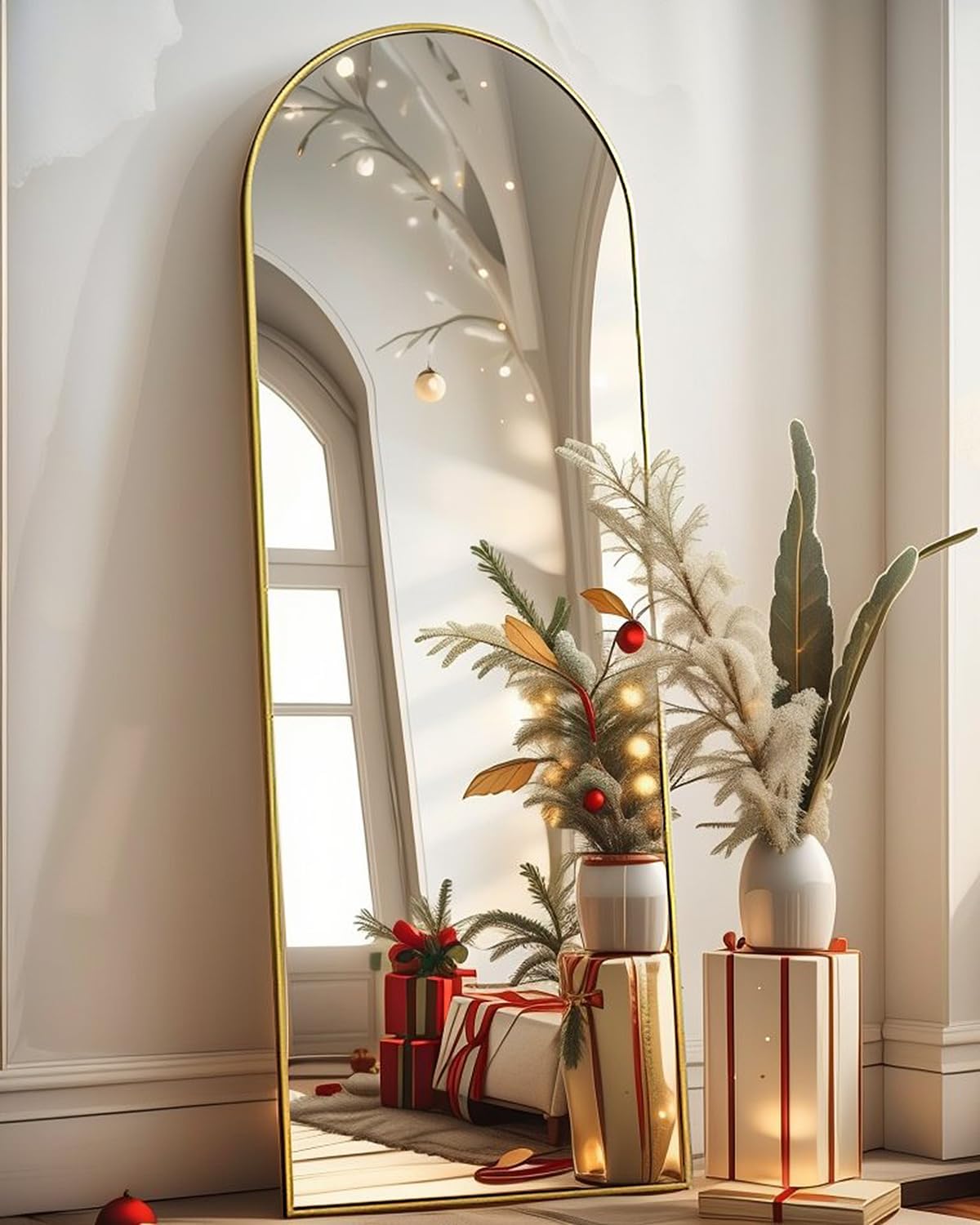 Arched Full Length Mirror - 18"58" Floor & Wall Mounted Mirror for Bedroom & Living Room, Gold - Image 2