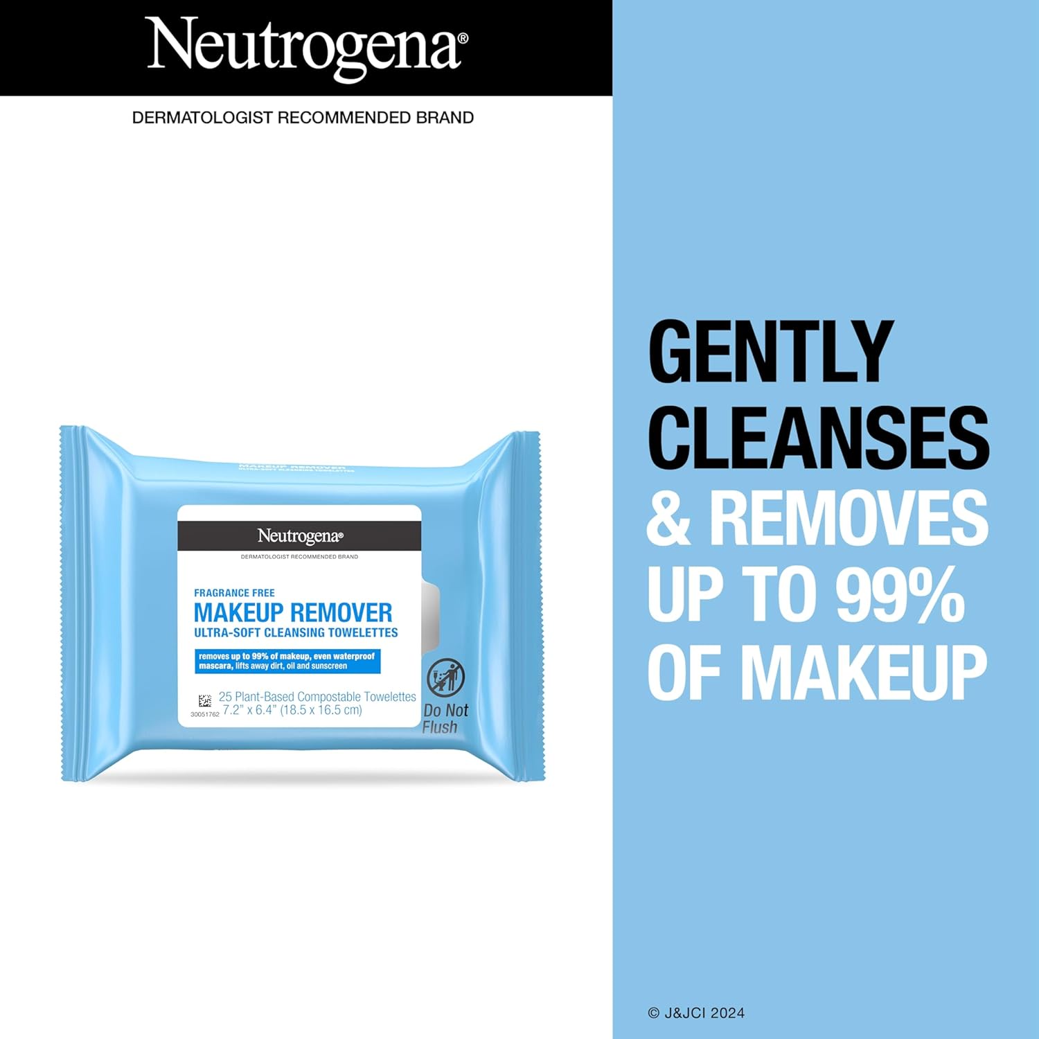 Neutrogena Fragrance-Free Makeup Remover Wipes, Daily Facial Cleanser Towelettes, Gently Removes Oil & Makeup, Alcohol-Free Makeup Wipes, 25 ct - Image 3