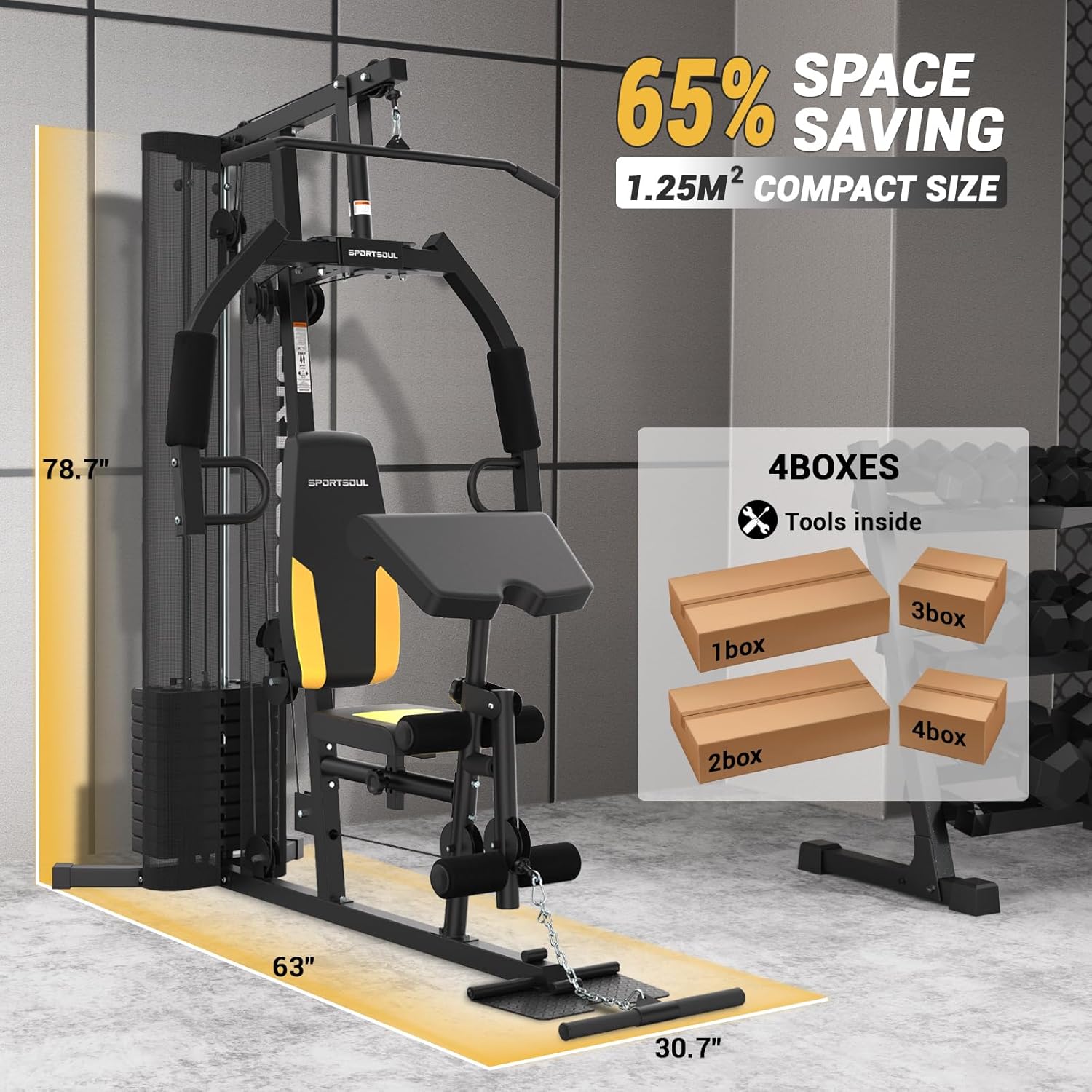 Home Gym Multifunctional Home Gym Equipment, 6 Workout Stations with 125LBS Weight Stack, Home Gym System for Full Body Training, Total Gym Exercise and Training Equipment with Pulley System - Image 6