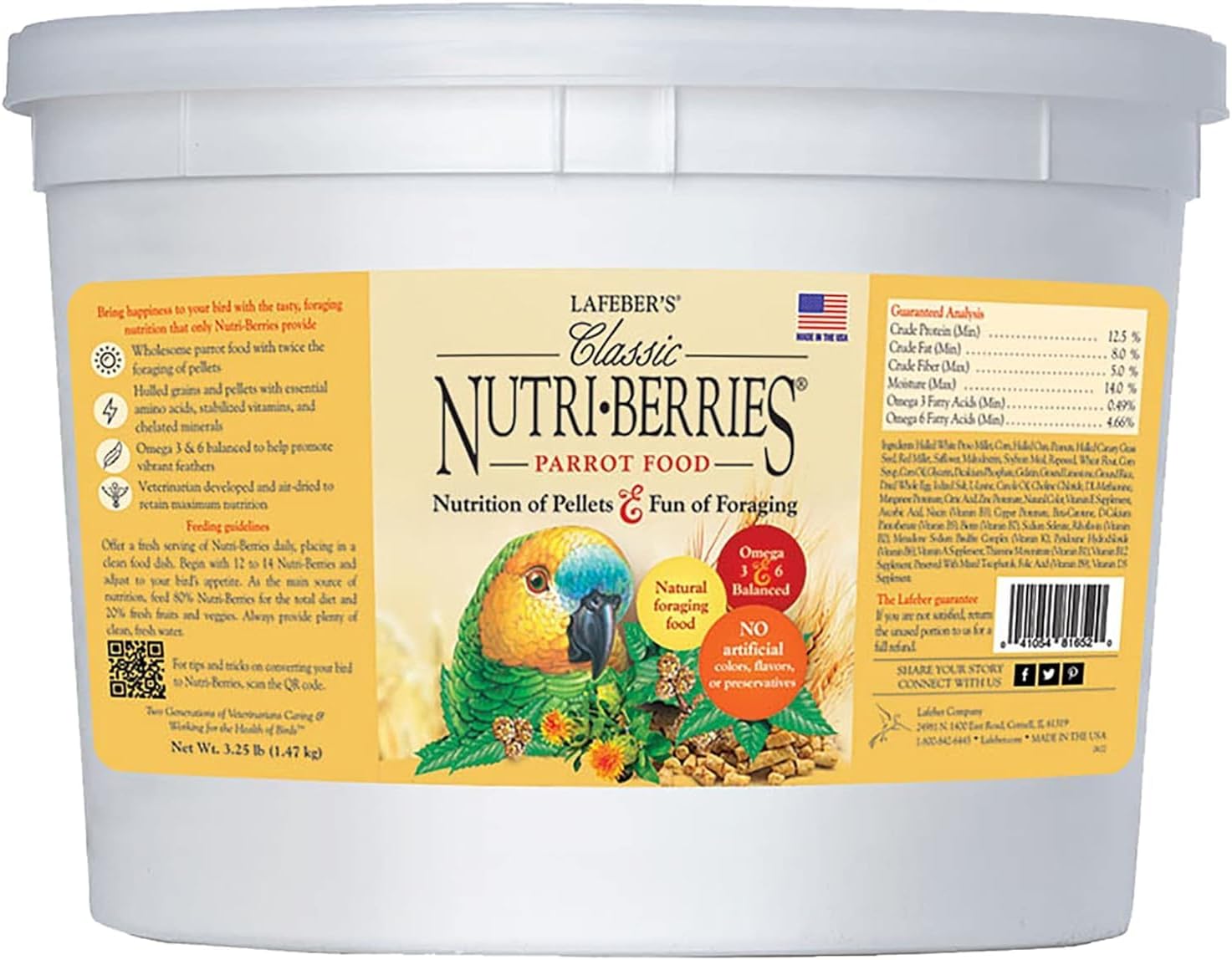 LAFEBER'S Classic Nutri-Berries Pet Bird Food, Made with Non-GMO and Human-Grade Ingredients, for Parrots, 3.25 lb - Image 2