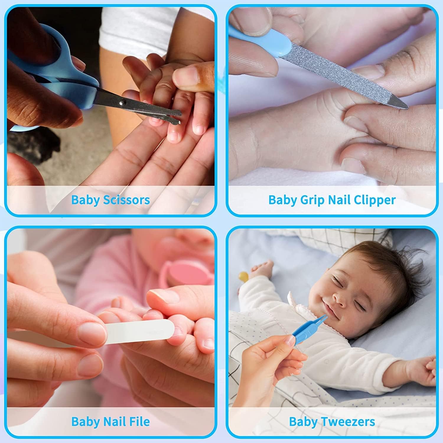 Baby Healthcare and Grooming Kit, 14 in 1 Baby Safety Set Newborn Nursery Health Care Set with Hair Brush Scale Nail Clippers for Baby Girls Boys (Blue 14 in 1) - Image 5