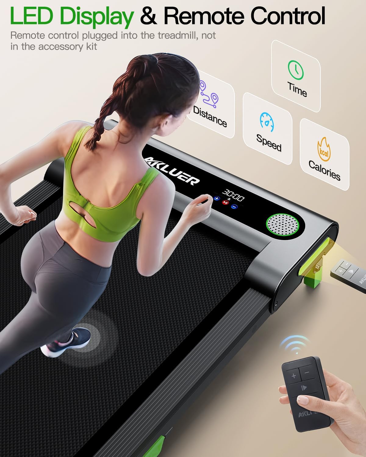 Walking Pad with Incline, Akluer Incline Treadmills for Home, 2.5 HP Under Desk Treadmill Small with Remote Control, Walking Pad Small Treadmill with LED Display - Image 6