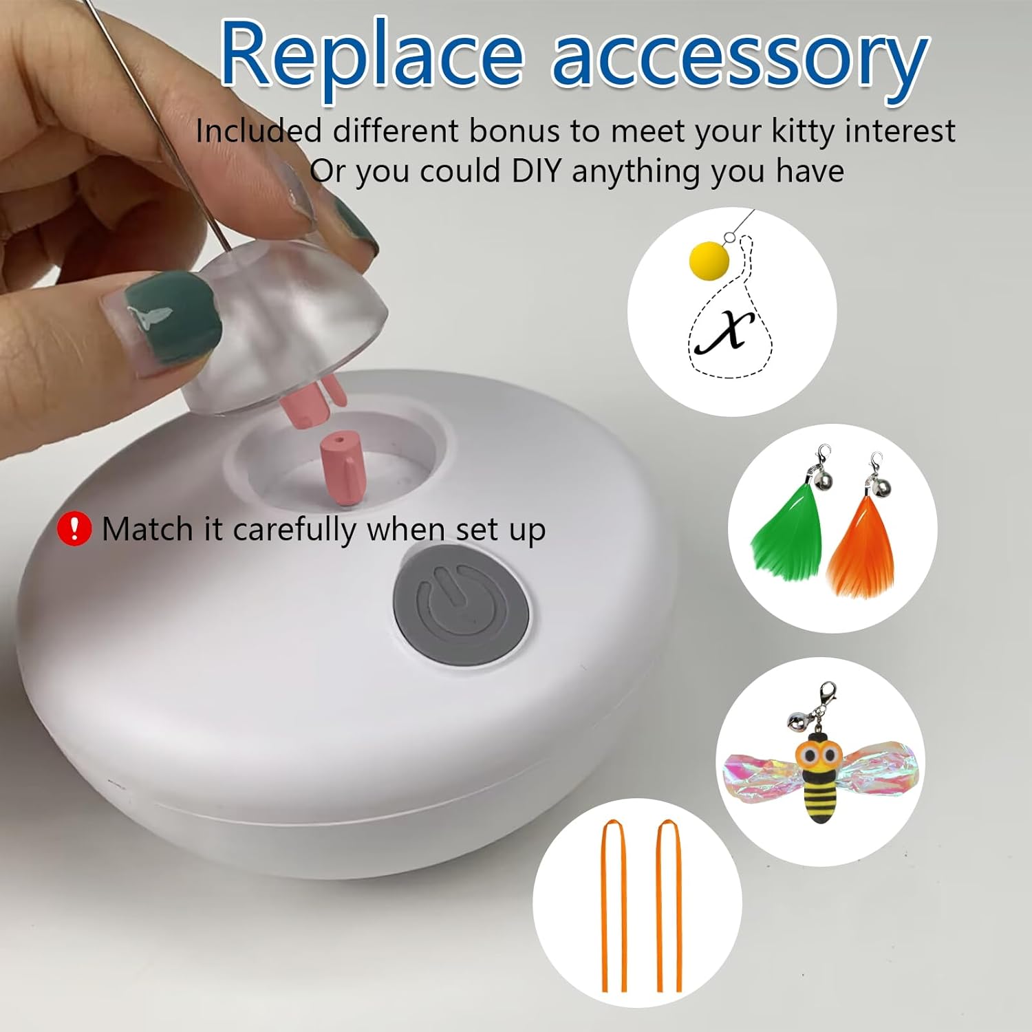 Interactive Cat Toys Cat Exercise Tumbler, Rechargeable Cat Toys for Indoor Cats Spin Butterfly Game Teasing Kitty, Extra Long Feather Wand (P33 cat Toys) - Image 8