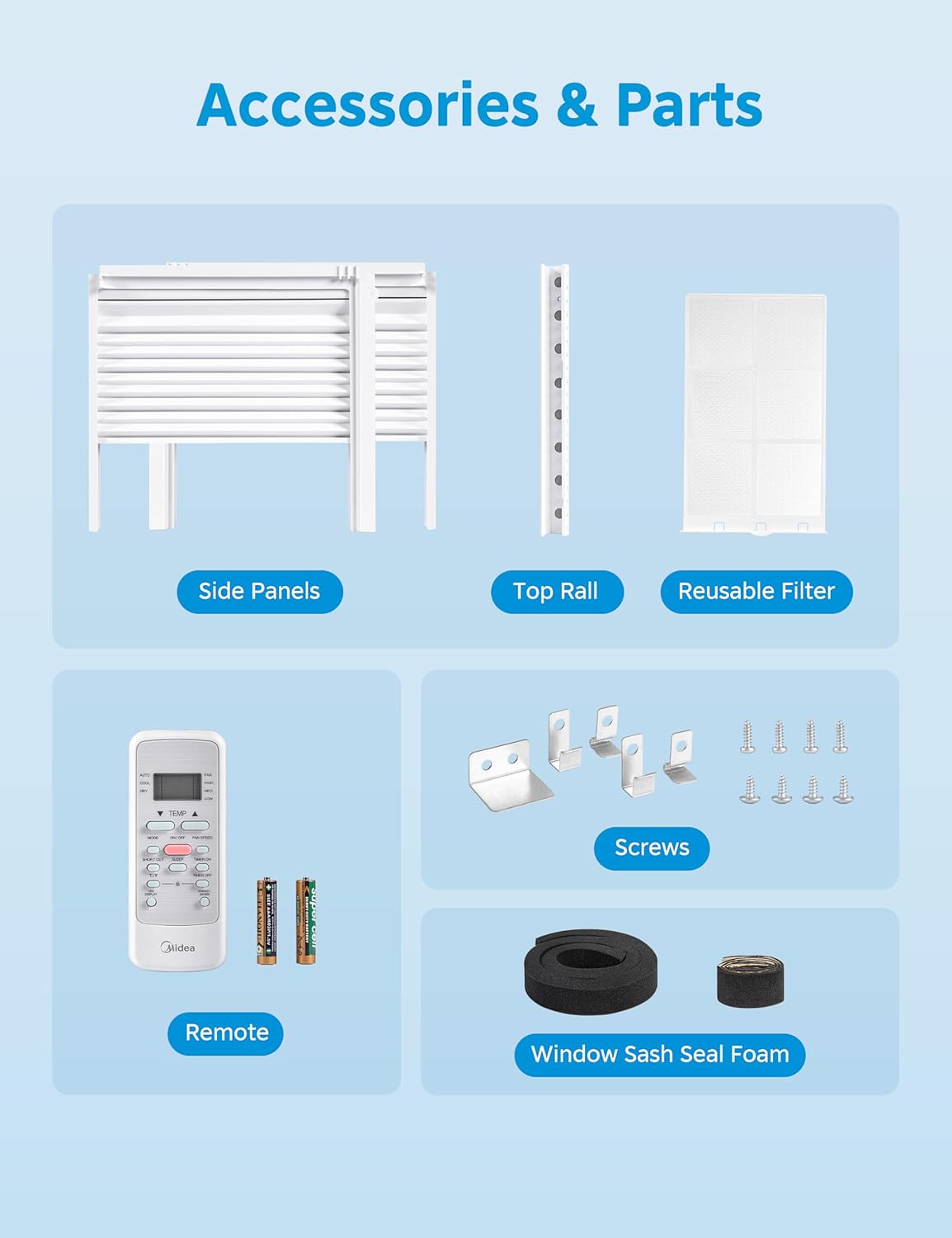 Midea MAW06R1CWT EasyCool 6,000 BTU Window Air Conditioner, Fan-Cools, Circulates and Dehumidifies up to 250 Sq Ft, Reusable Filter, LCD Remote Control, White - Image 8